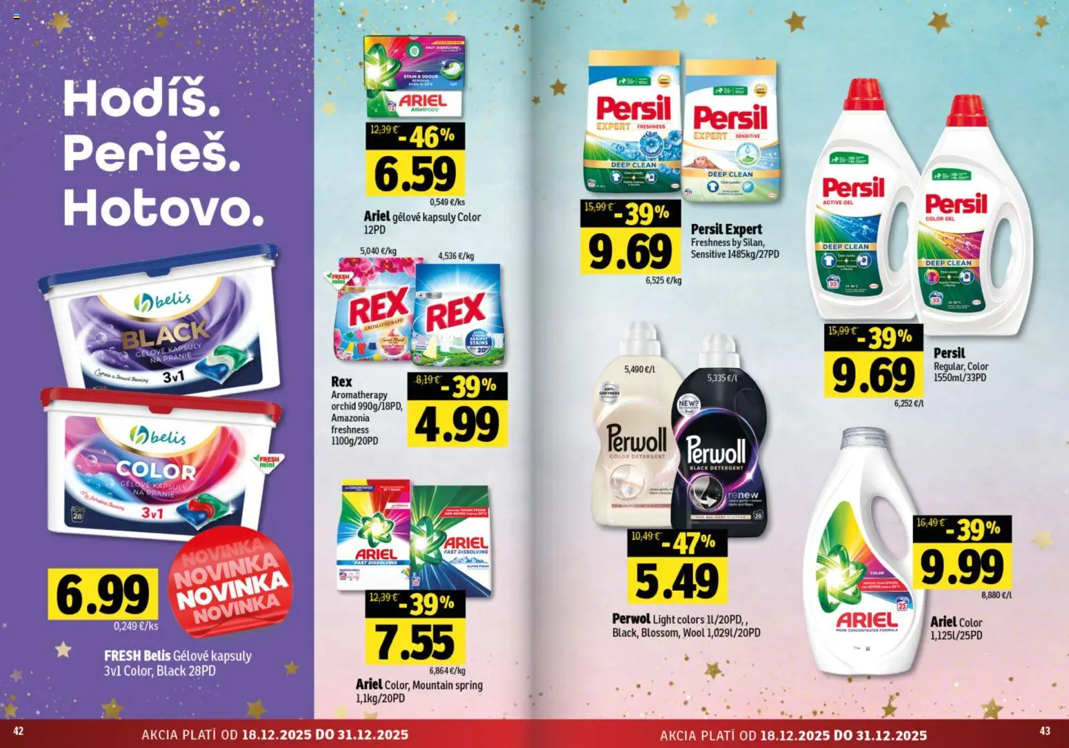 Nové Fresh akcie – leták je platný od 18.12.2025 | Strana: 20 | Produkty: Persil, Perwoll, Ariel