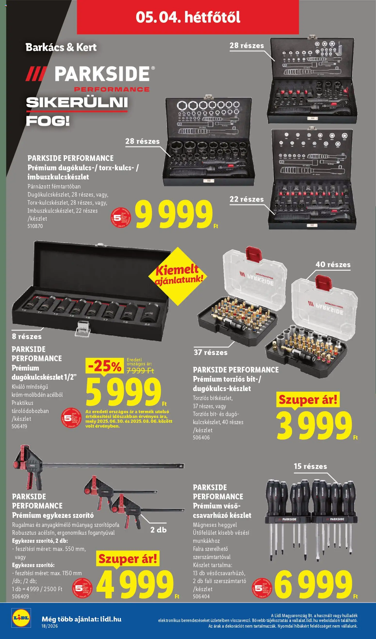 Lidl akciós ujság - amely érvényes a következő dátumtól: 30.04.2026 | Oldal: 20 | Termékek: Parkside, Fali szerszámtartó, Csavarhúzó