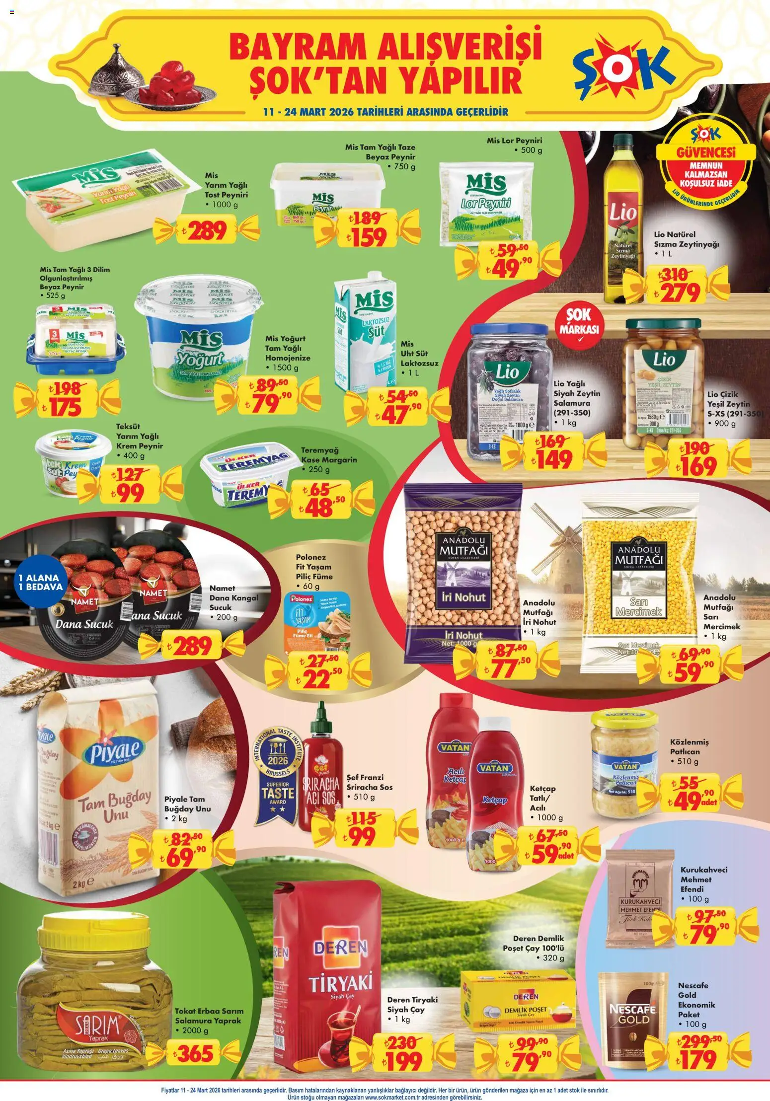 Şok Market Katalog - 11.03.2026 tarihinden itibaren geçerlidir | Sayfa: 2 | Ürünler: Süt, Peynir, Ketçap, Zeytin