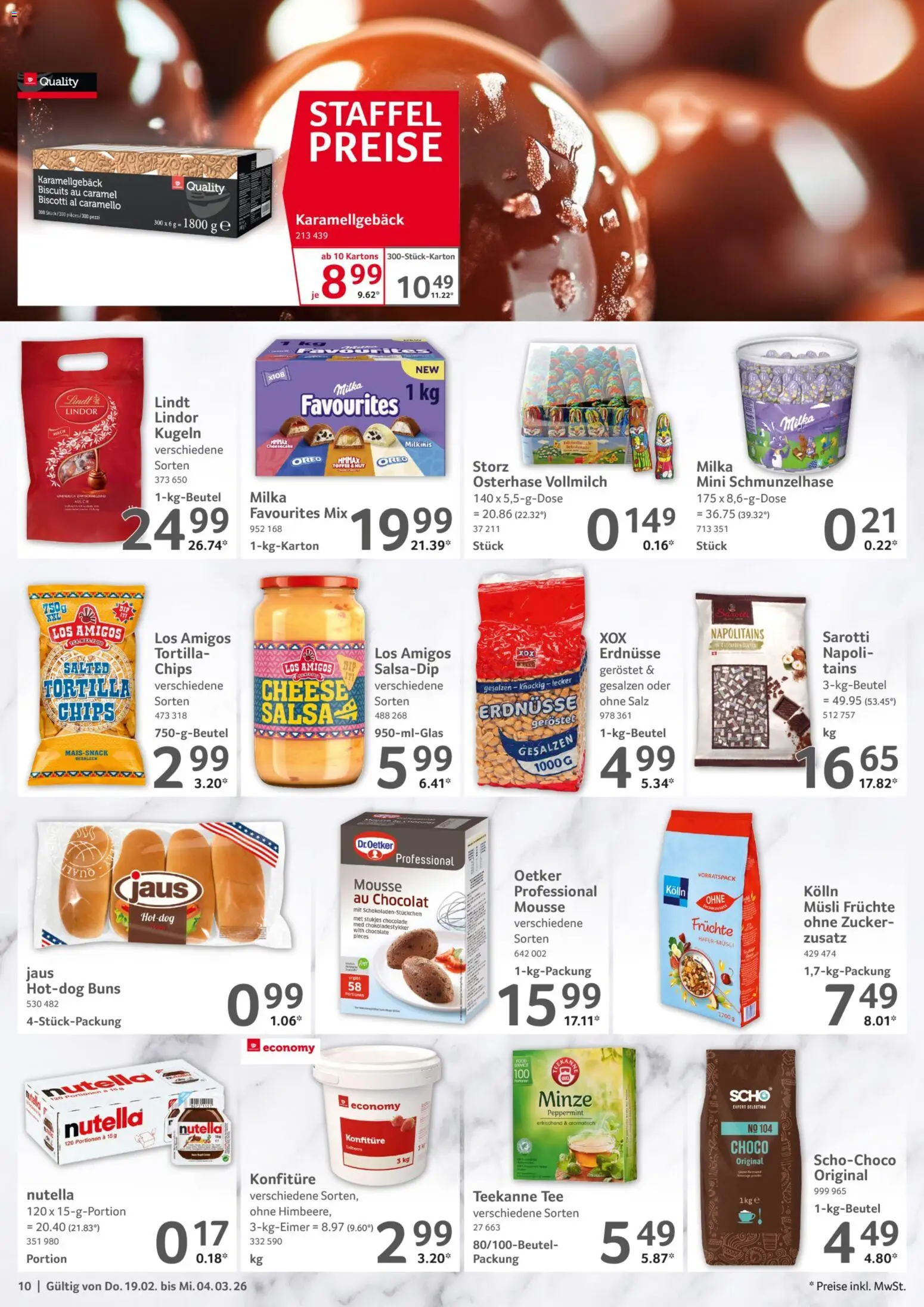 Selgros Gastronomie – gültig ab 19.02.2026 | Seite: 10 | Produkte: Erdnüsse, Milch, Nutella, Salz