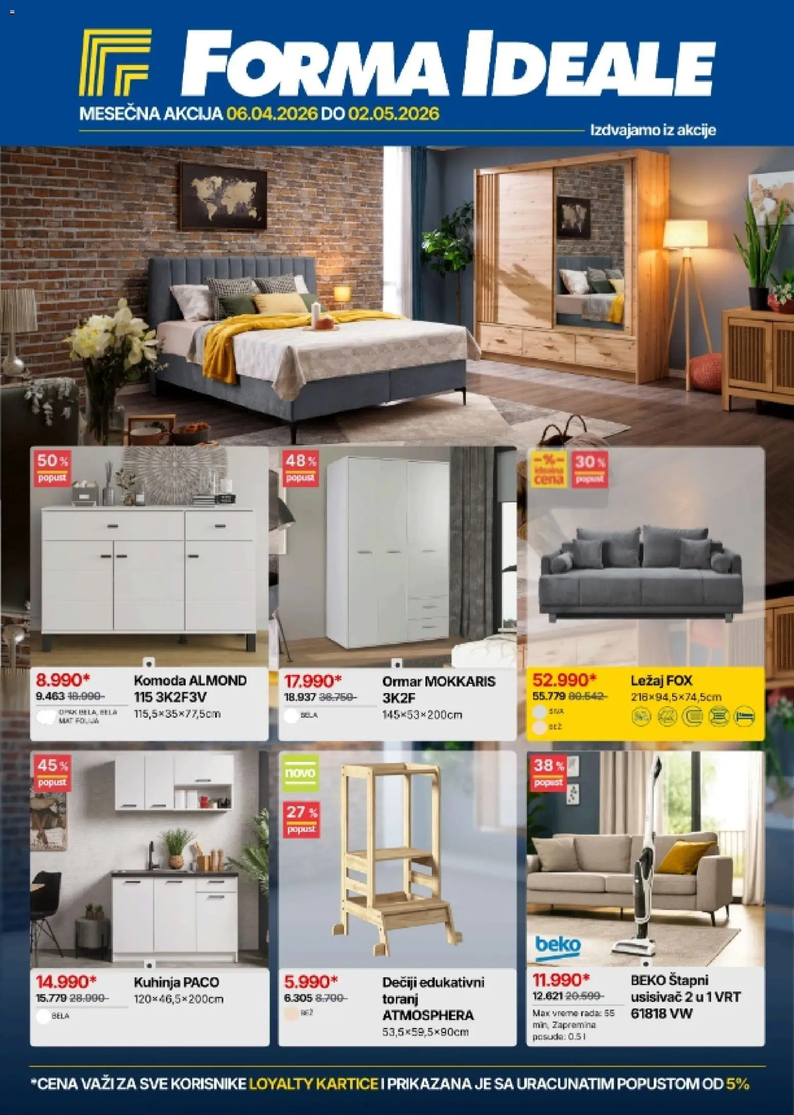 Forma Ideale katalog - važi od 06.04.2026 | Strana: 1 | Proizvode: Usisivač, Komoda, Kuhinja, Ormar