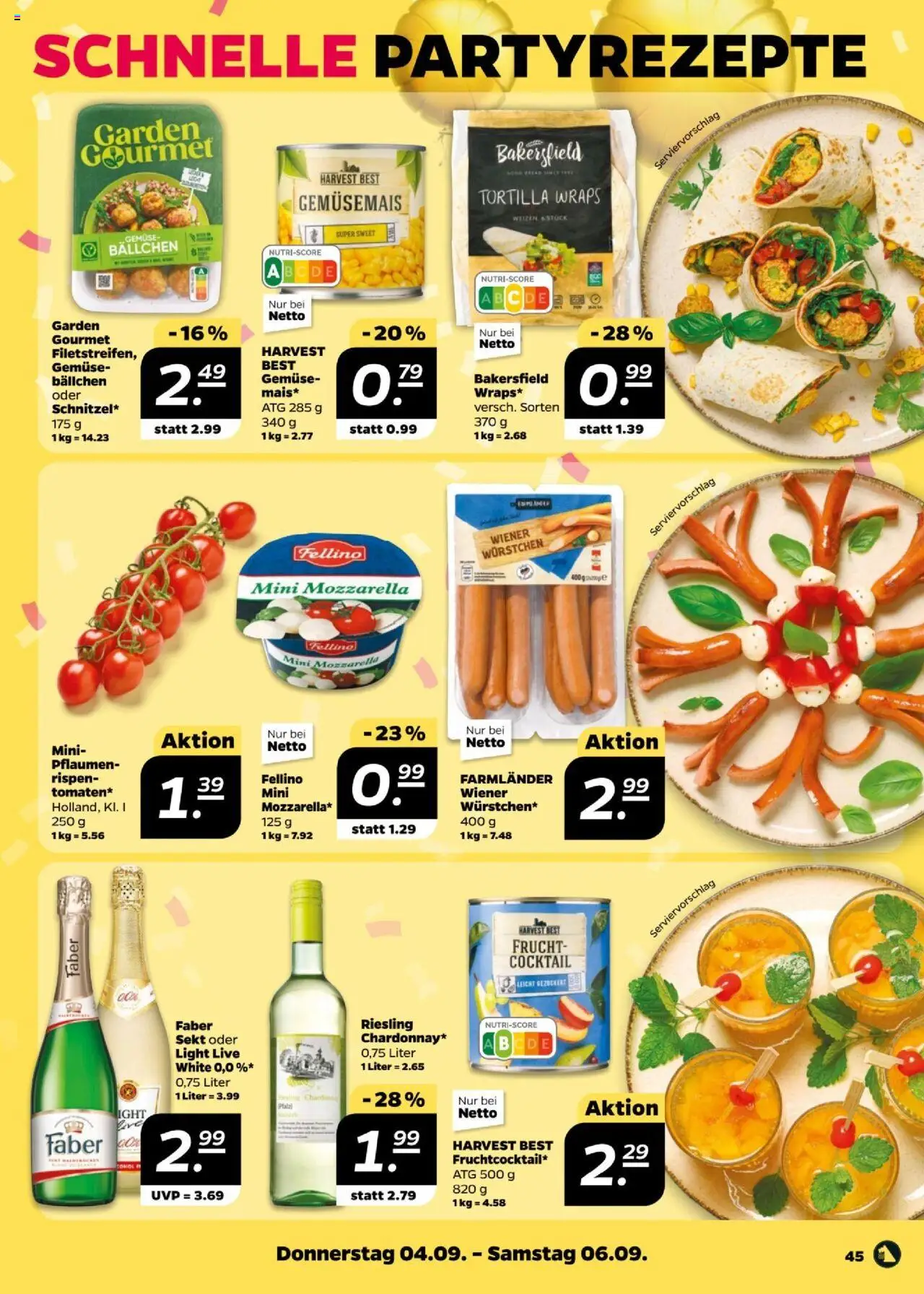 Netto Prospekt 	 - gültig ab dem 01.09.2025 | Seite: 45 | Produkte: Pflaumen, Sekt, Mozzarella, Gemüse
