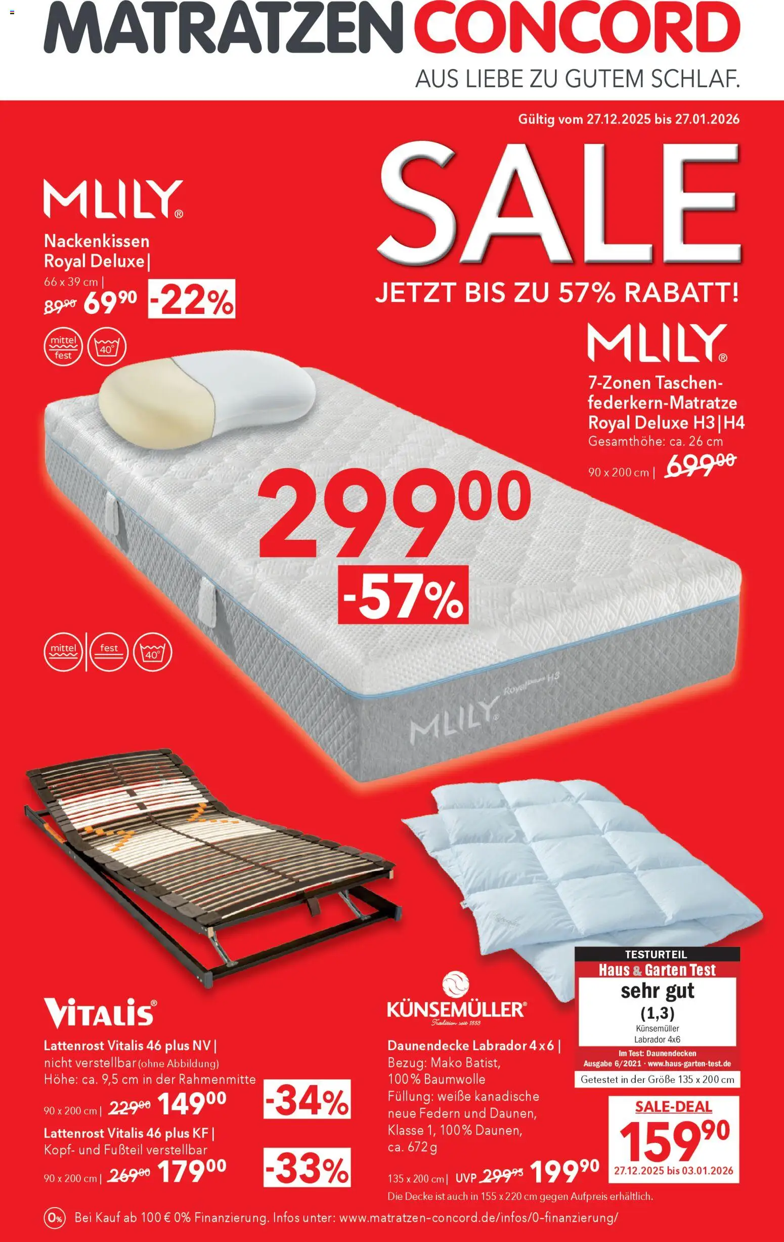 Matratzen Concord Prospekt 	 – gültig ab 27.12.2025 | Seite: 1 | Produkte: Decke, Lattenrost