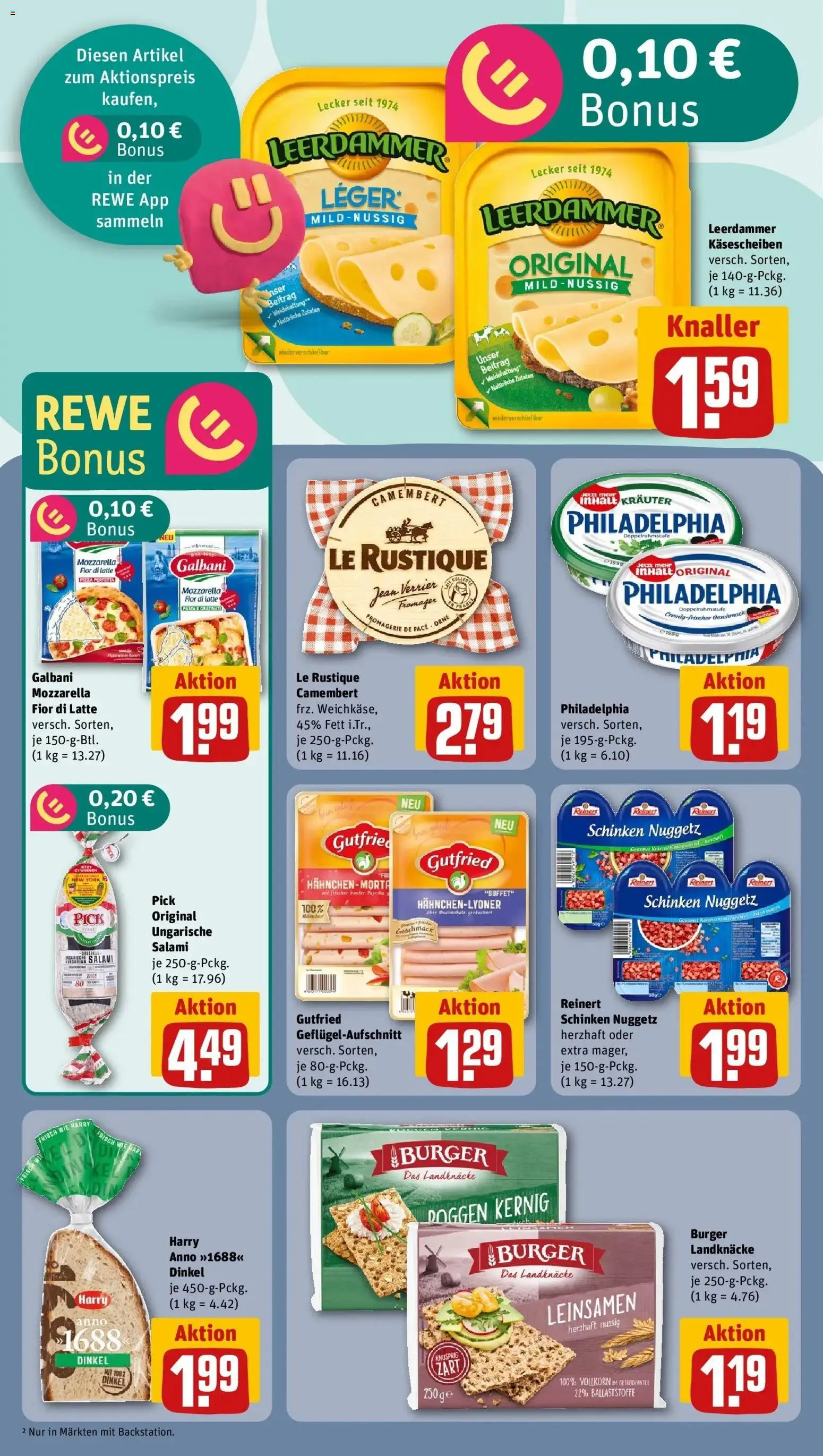 Rewe Prospekt Essen	 – gültig ab 09.03.2026 | Seite: 10 | Produkte: Philadelphia, Leerdammer, Salami, Schinken