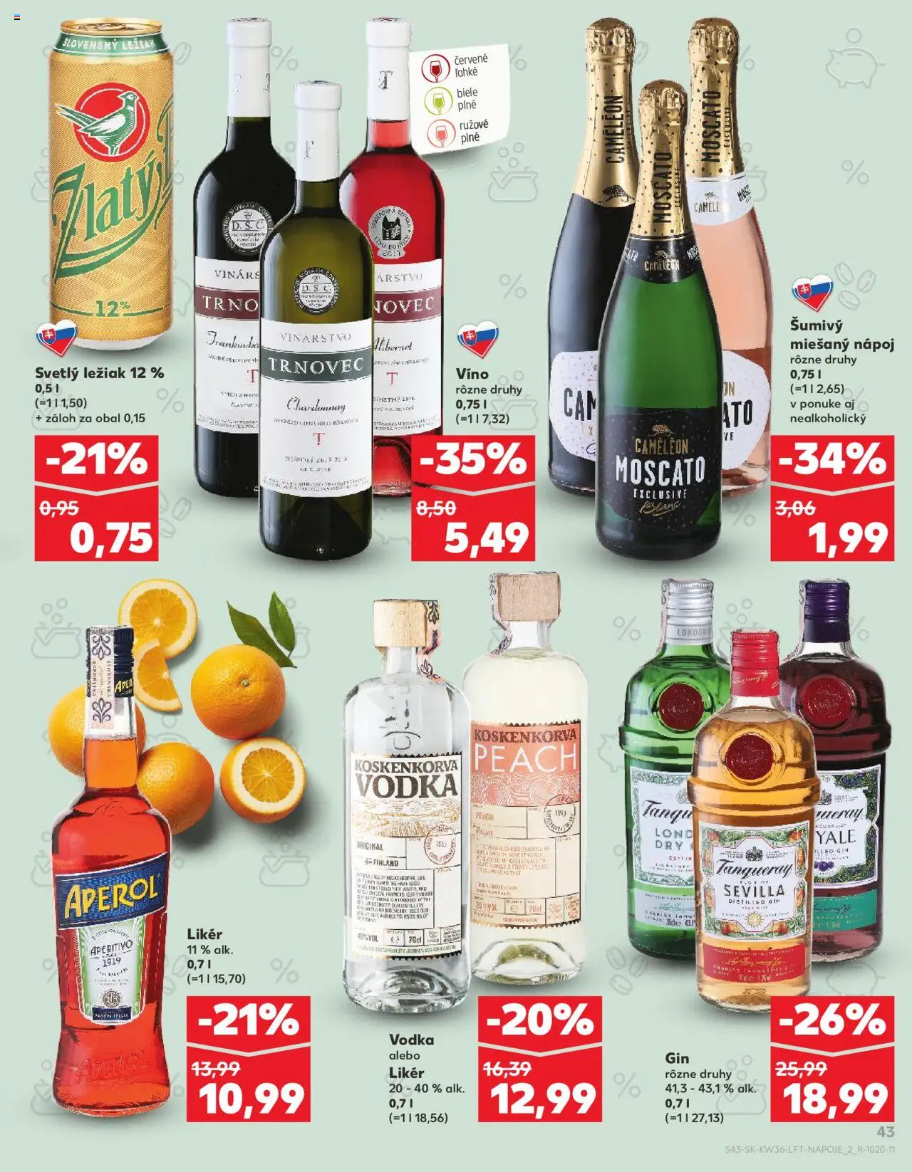 Nové Kaufland akcie – leták je platný od 04.09.2025 | Strana: 43 | Produkty: Víno, Gin, Vodka, Aperol