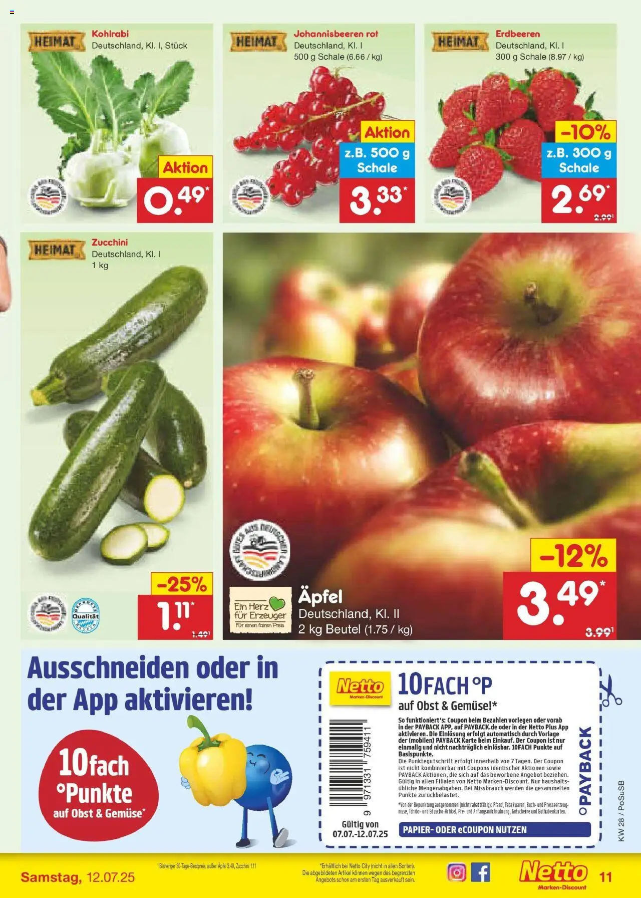 Netto Marken-Discount prospekt Regensburg	 - gültig ab dem 06.07.2025 | Seite: 13 | Produkte: Äpfel, Obst, Zucchini, Erdbeeren