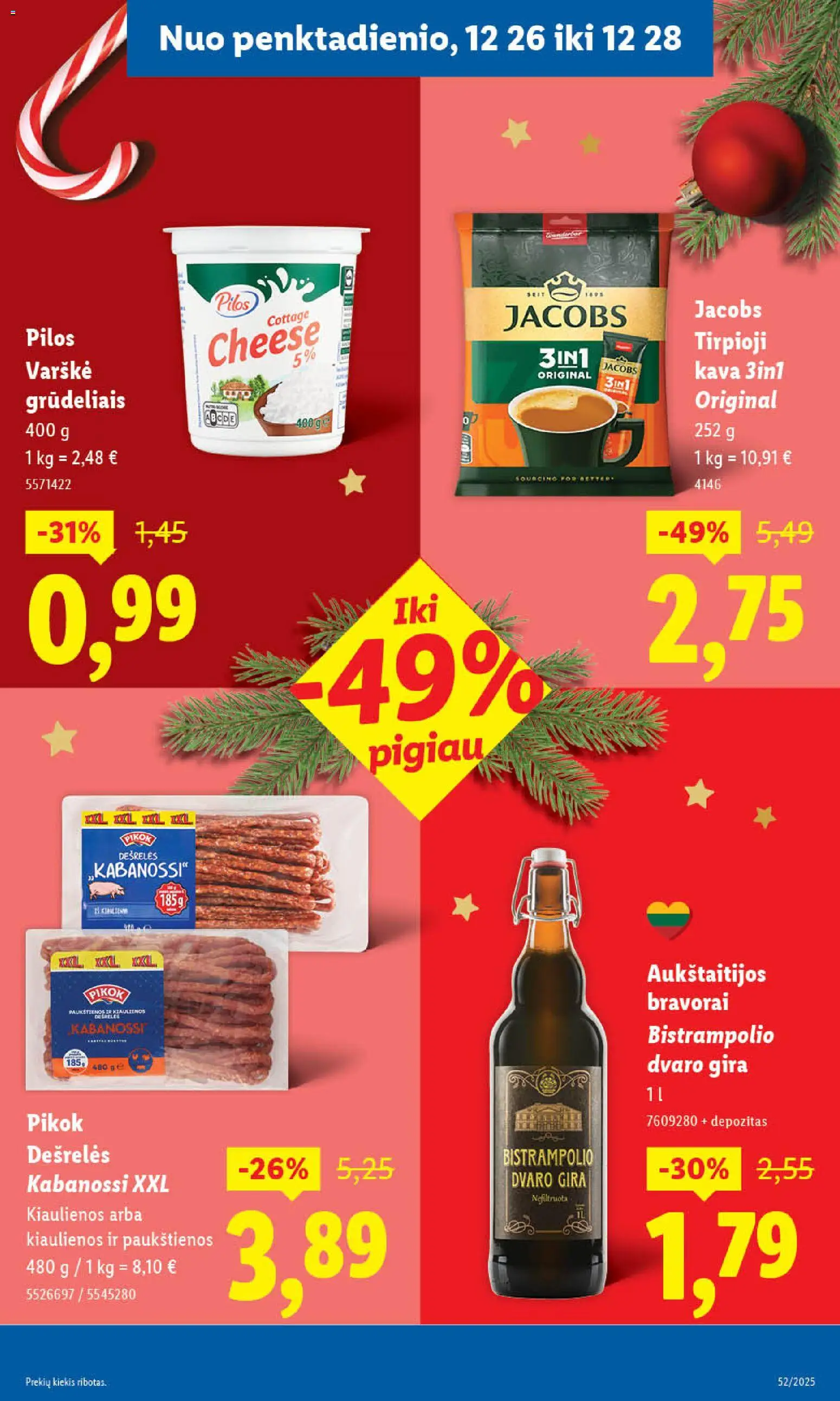 LIDL akcijos nuo 26.12.2025 | Puslapis: 12 | Prekių: Kiaulienos, Dešrelės, Varškė, Kava