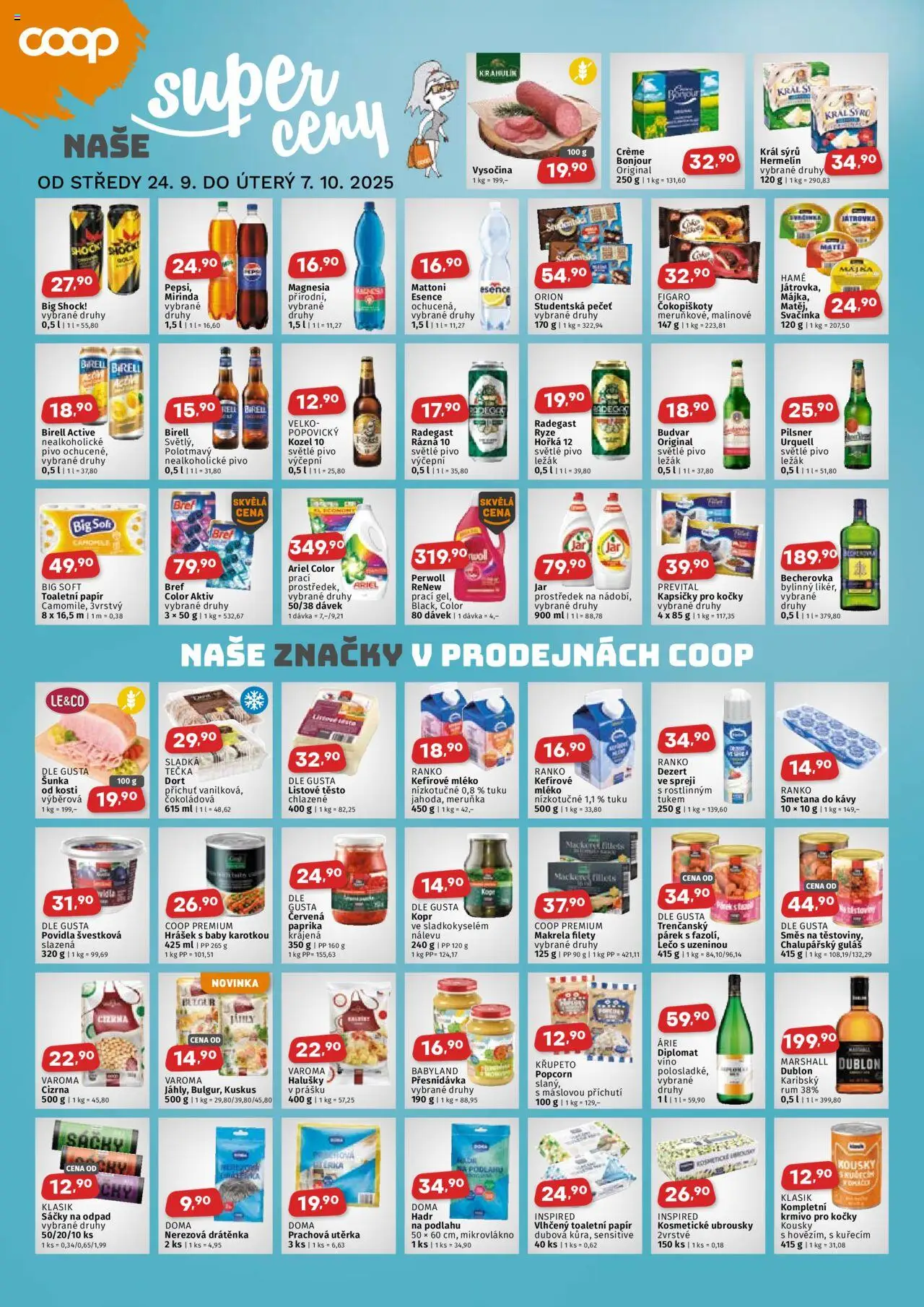 Coop leták - Jihočeský region od 24.09.2025 | Strana: 2 | Produkty: Kozel 10, Magnesia, Makrela, Big Shock