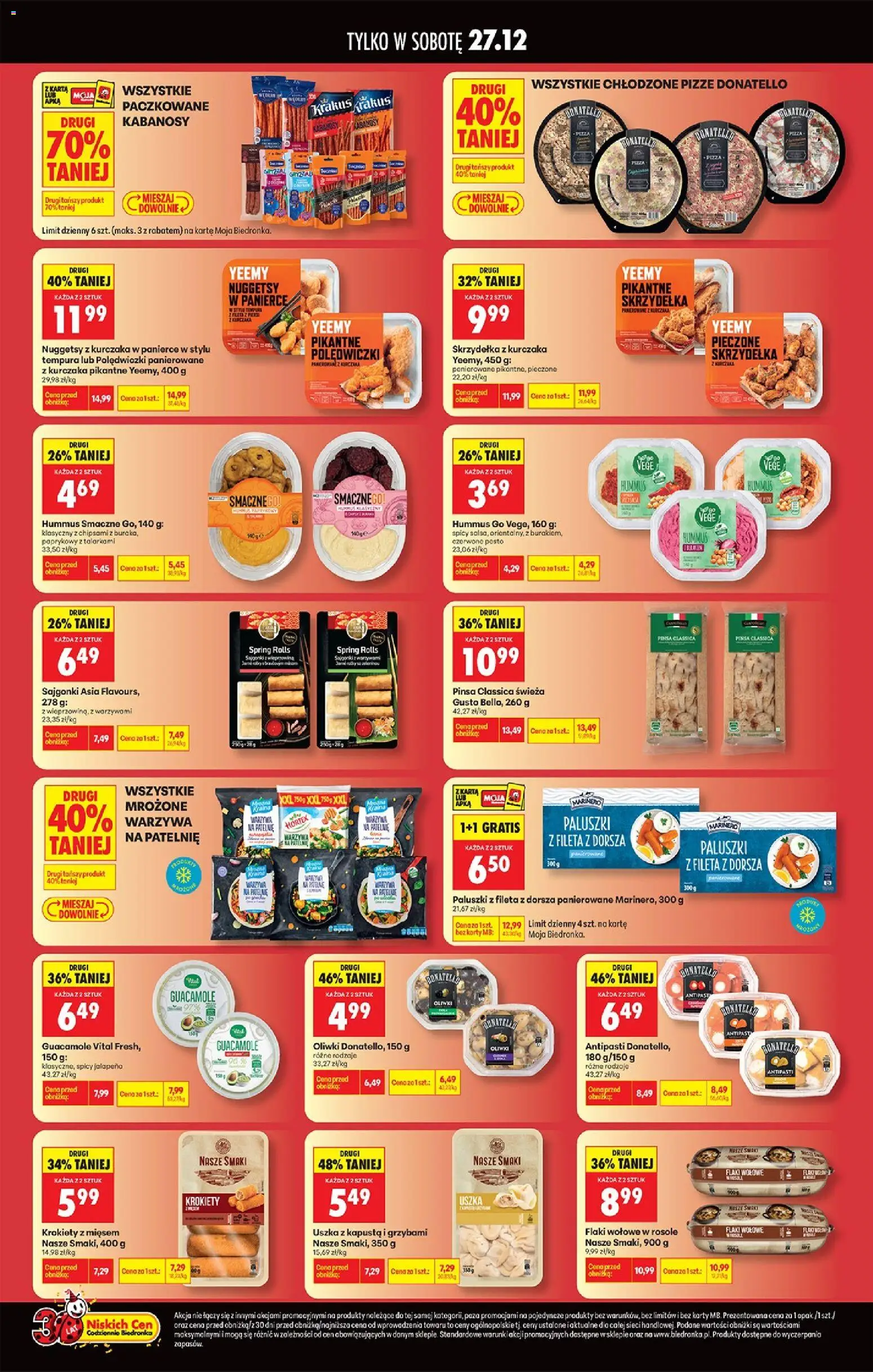 Biedronka gazetka - Najtańsza sobota od 27.12.2025 | Strona: 2 | Produkty: Sajgonki, Flaki, Flaki wołowe, Pinsa