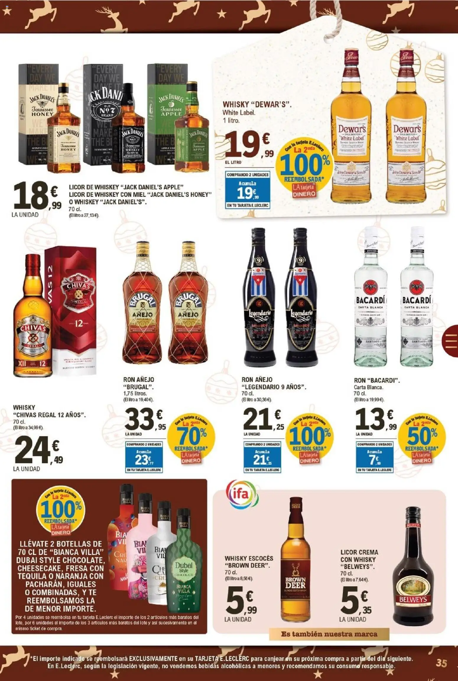 E.Leclerc folleto │ válido desde el 15.12.2025 | Página: 35 | Productos: Licor, Ron, Crema, Whisky