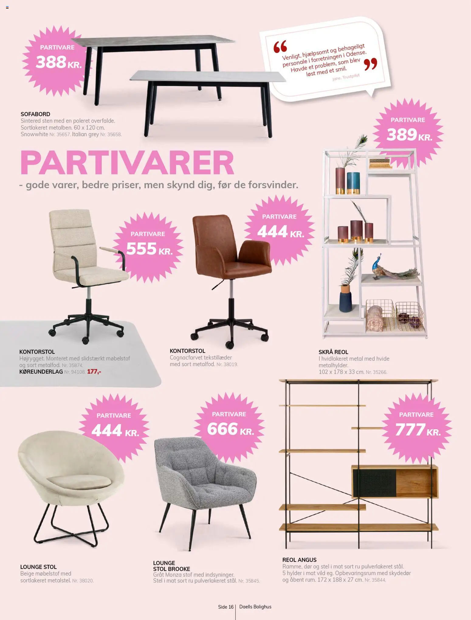 Daells Bolighus tilbudsavis – gyldig fra 21.11.2025 | Side: 16 | Produkter: Sofabord, Stol, Kontorstol, Søm