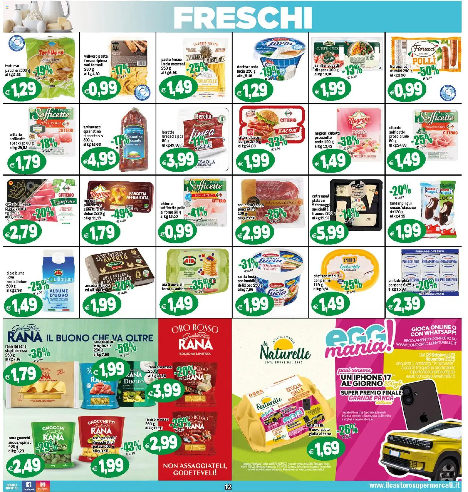 Volantino Il Castoro del 29.10.2025 | Pagina: 12 | Prodotti: Pollo, Pancetta, Pasta, Wurstel