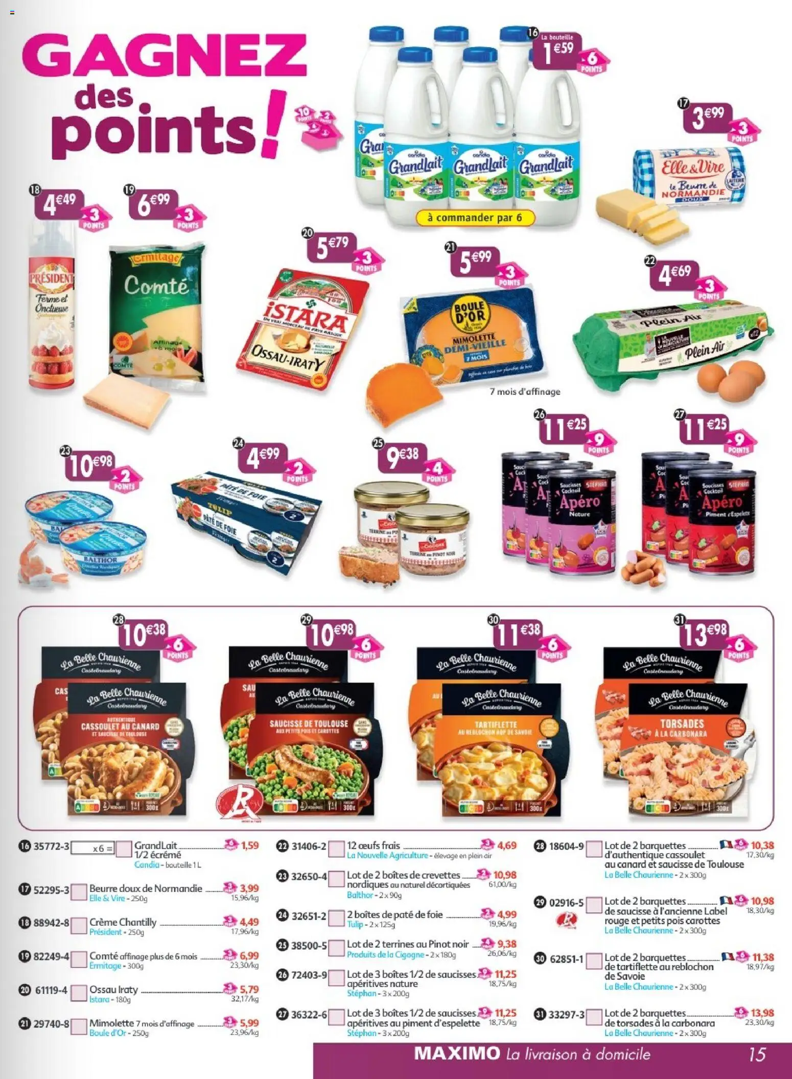 {H1} | Page: 15 | Produits: Reblochon, Crevettes, Beurre, Crème