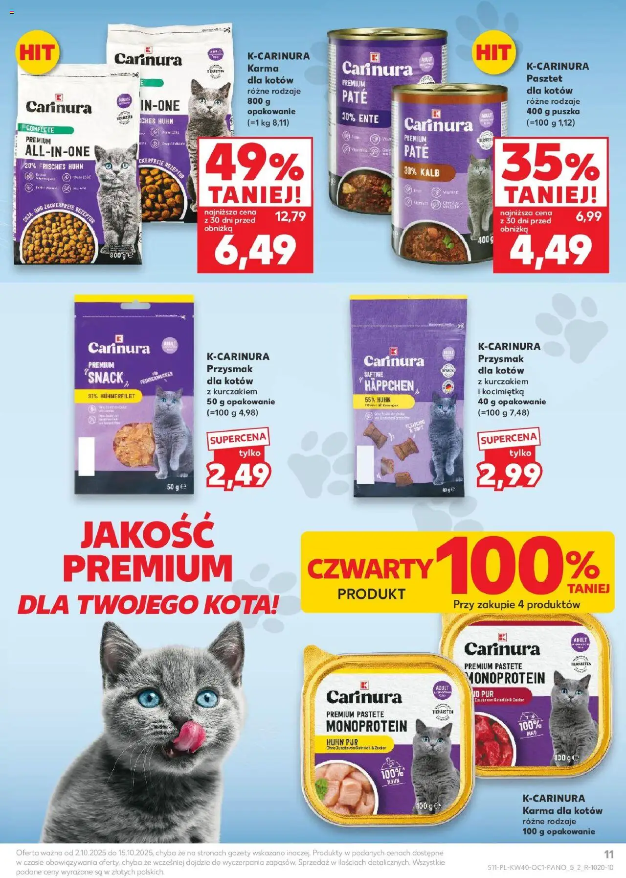 Kaufland gazetka - Zwierzęta od 02.10.2025 | Strona: 11 | Produkty: Karma dla kotów, Soja