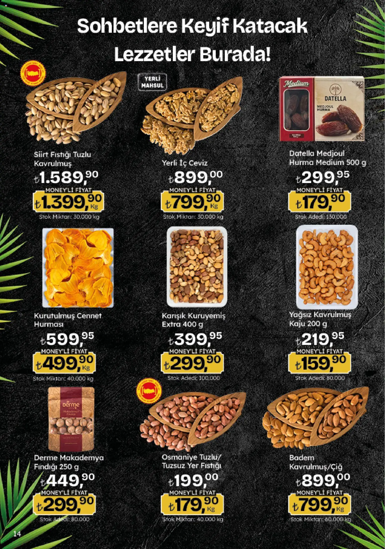 Migros Katalog - Migroskop - 26.03.2026 tarihinden itibaren geçerlidir | Sayfa: 14 | Ürünler: Badem, Yer fıstığı, Hurma, Ceviz
