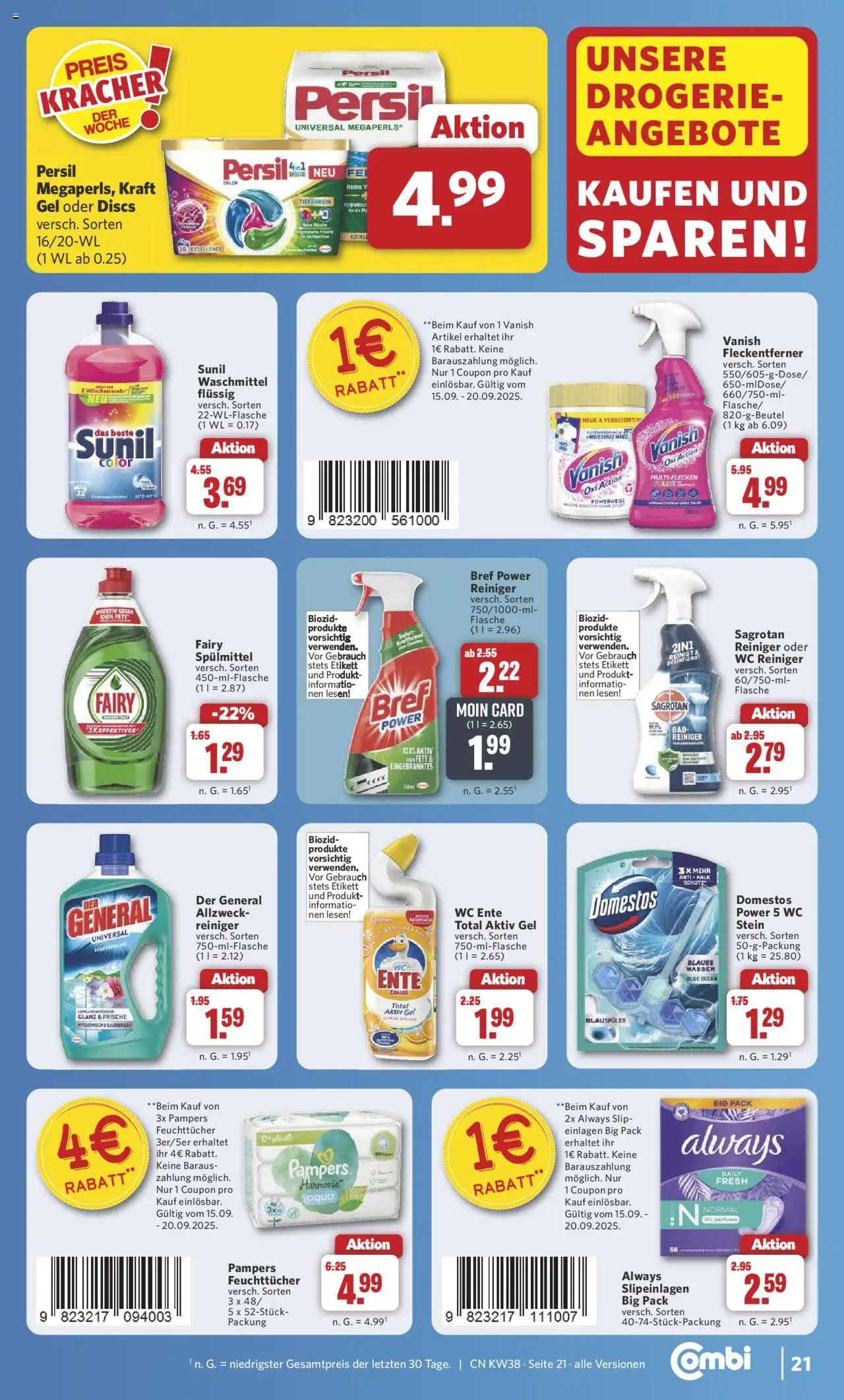 Combi Prospekt 	 – gültig ab 15.09.2025 | Seite: 26 | Produkte: Pampers, Wasser, Waschmittel, Persil