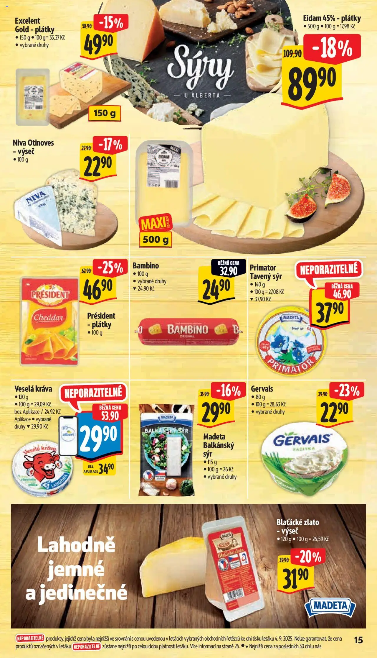 Albert leták - Supermarket od 10.09.2025 | Strana: 21 | Produkty: Sýr, Sýry, Eidam, Cheddar