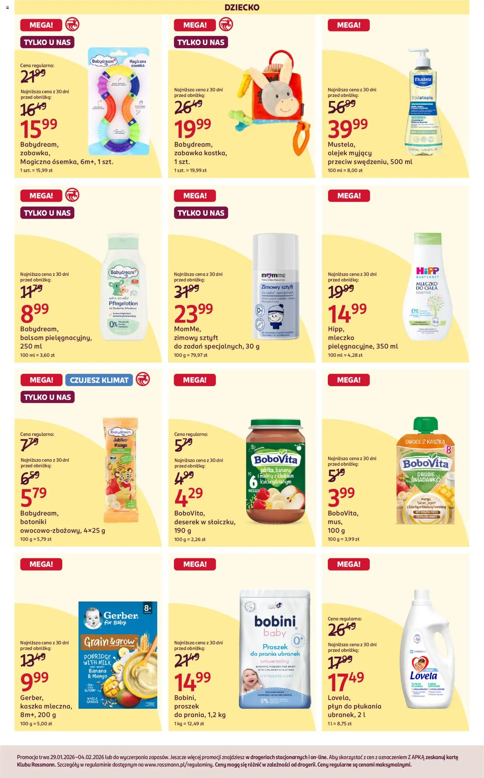 Rossmann Gazetka od 29.01.2026 | Strona: 5 | Produkty: Maliny, Jogurt, Banany, Mleczko do ciała