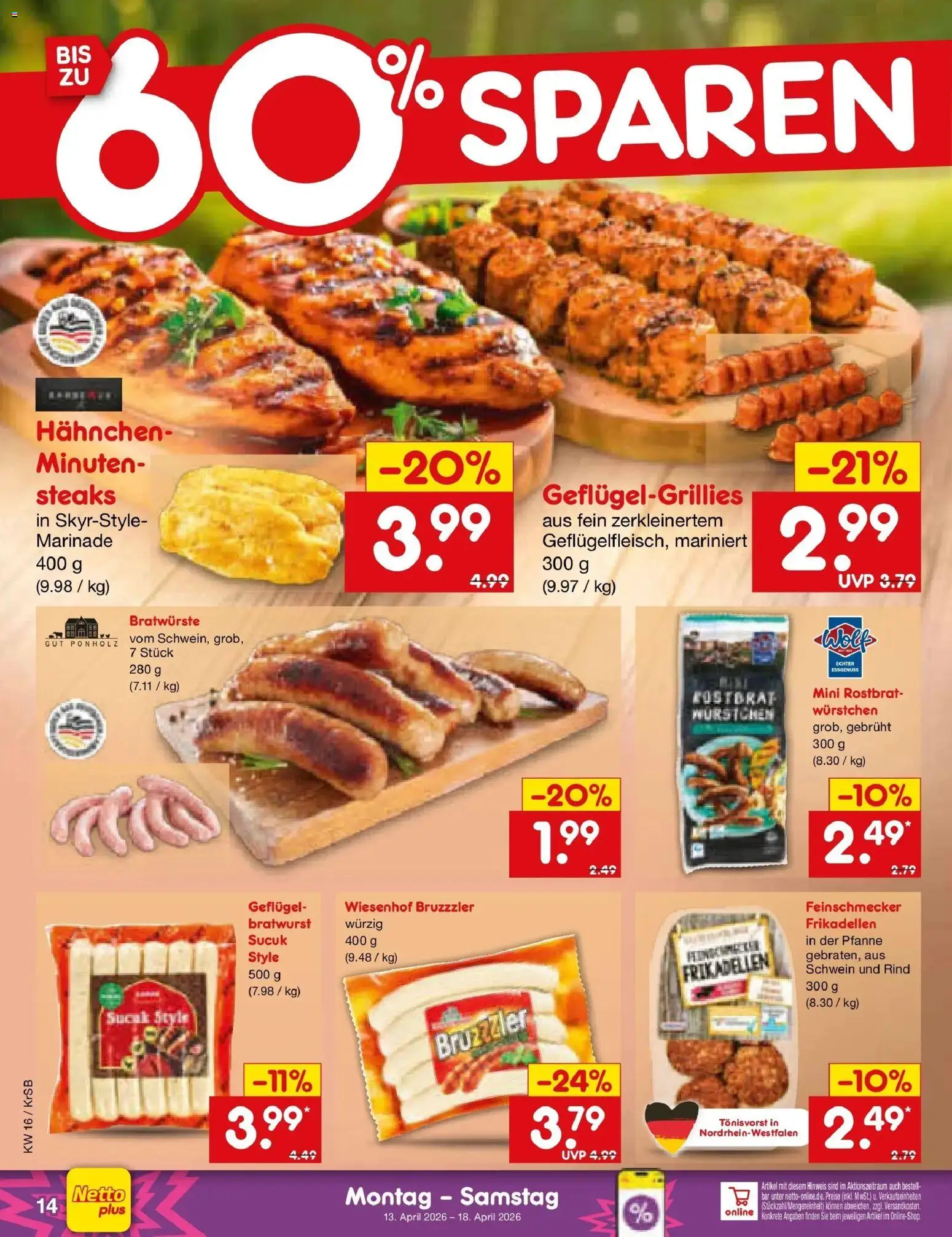 Netto Marken-Discount Prospekt Jüchen	 – gültig ab 13.04.2026 | Seite: 7 | Produkte: Hahnchen, Bratwurst