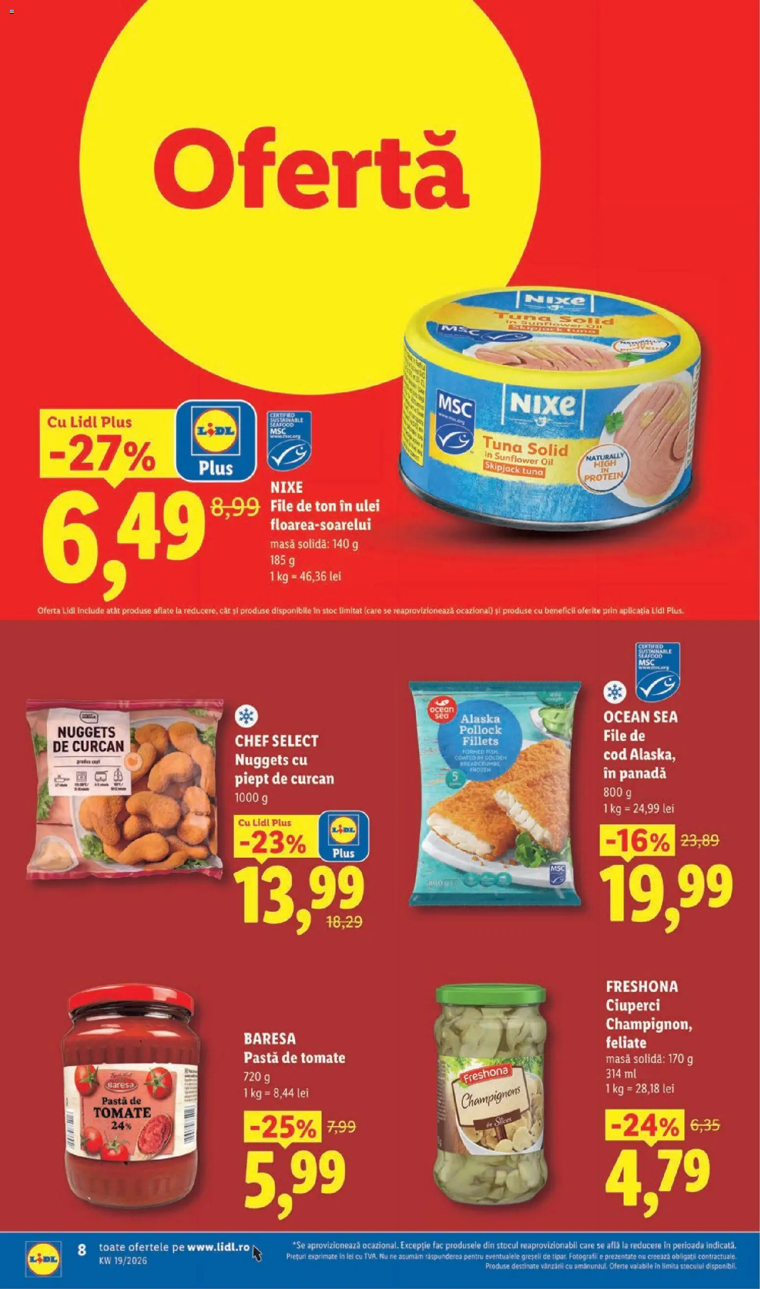 Noul catalog Lidl – valabil de la 04.05.2026 | Pagină: 8 | Produse: Masă, Ciuperci, Ulei, Pastă de tomate