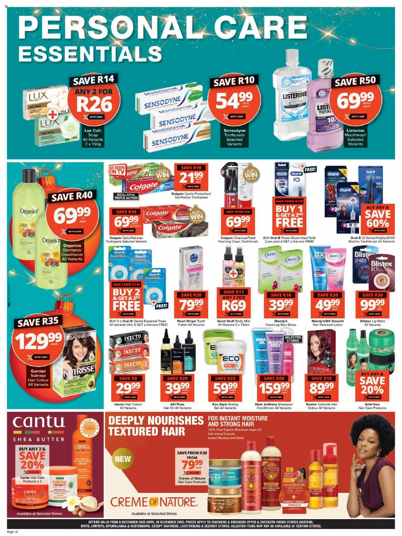 New Checkers catalogue – valid from 08.12.2025 | Page: 16 | Products: Butter, Wax, Toothpaste, Toothbrush