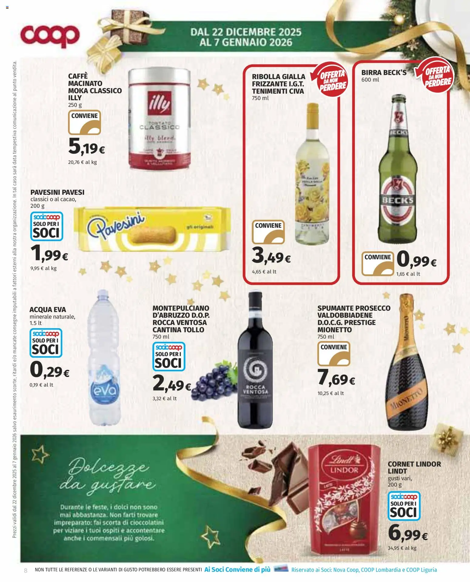 Volantino COOP del 22.12.2025 | Pagina: 8 | Prodotti: Caffè, Acqua, Data, Spumante