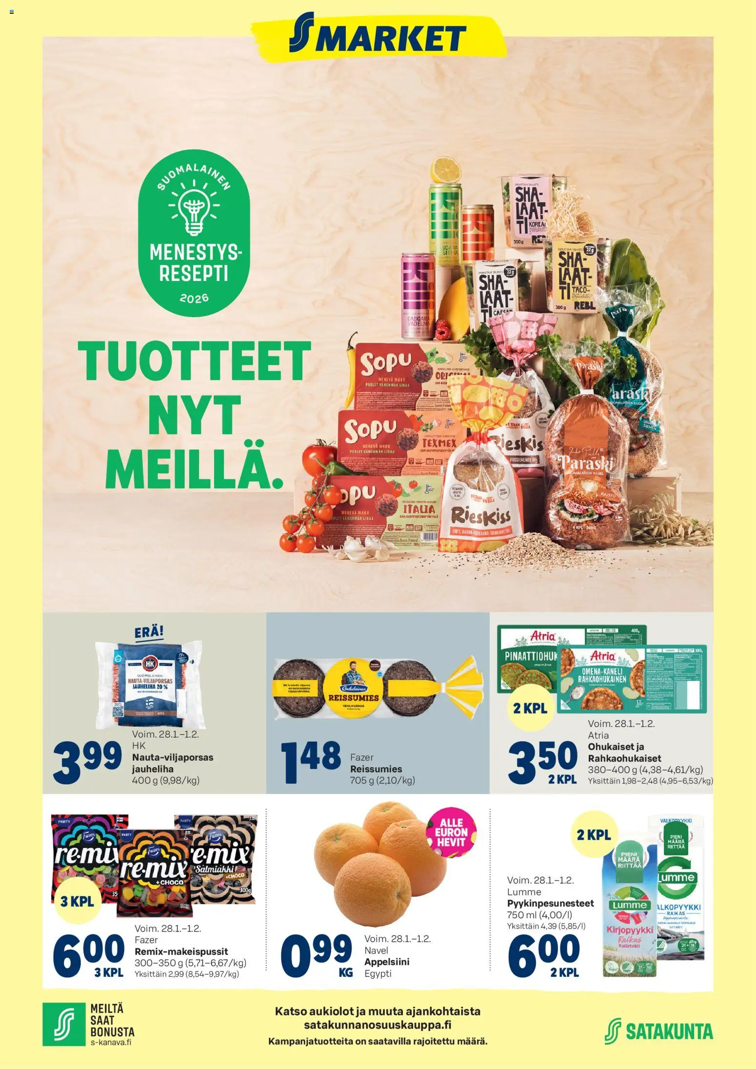 S-market - Tuotteet nyt meillä – voimassa 28.01.2026 alkaen | Sivu: 1 | Tuotteet: Vadelma, Jauheliha