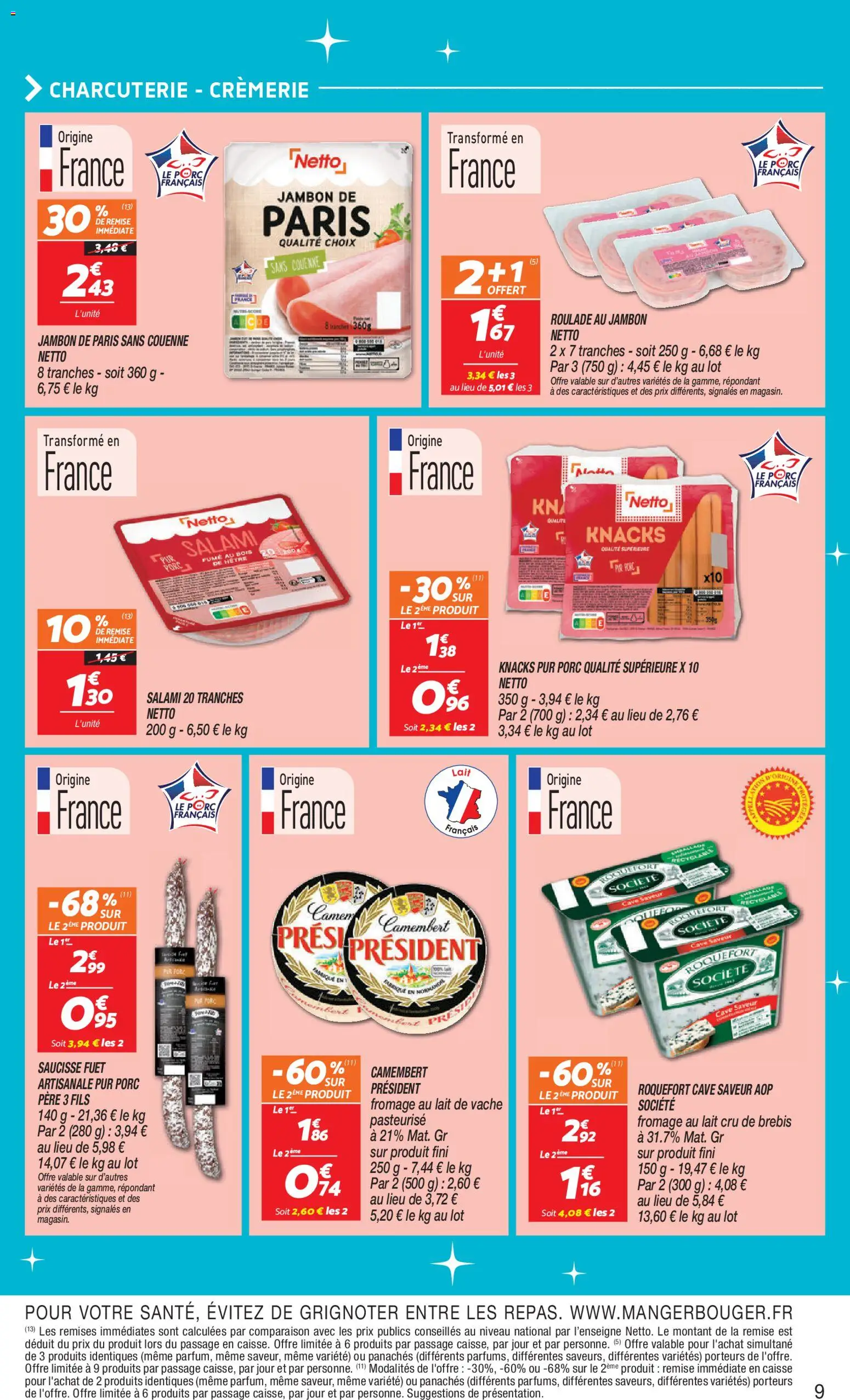 {H1} | Page: 9 | Produits: Lait, Salami, Jambon, Porc