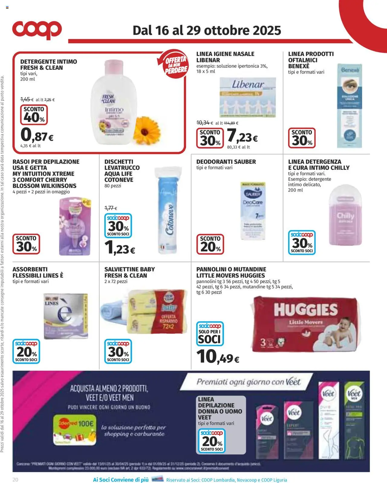 Volantino COOP del 16.10.2025 | Pagina: 20 | Prodotti: Pannolini, Intimo, Mutandine, Data