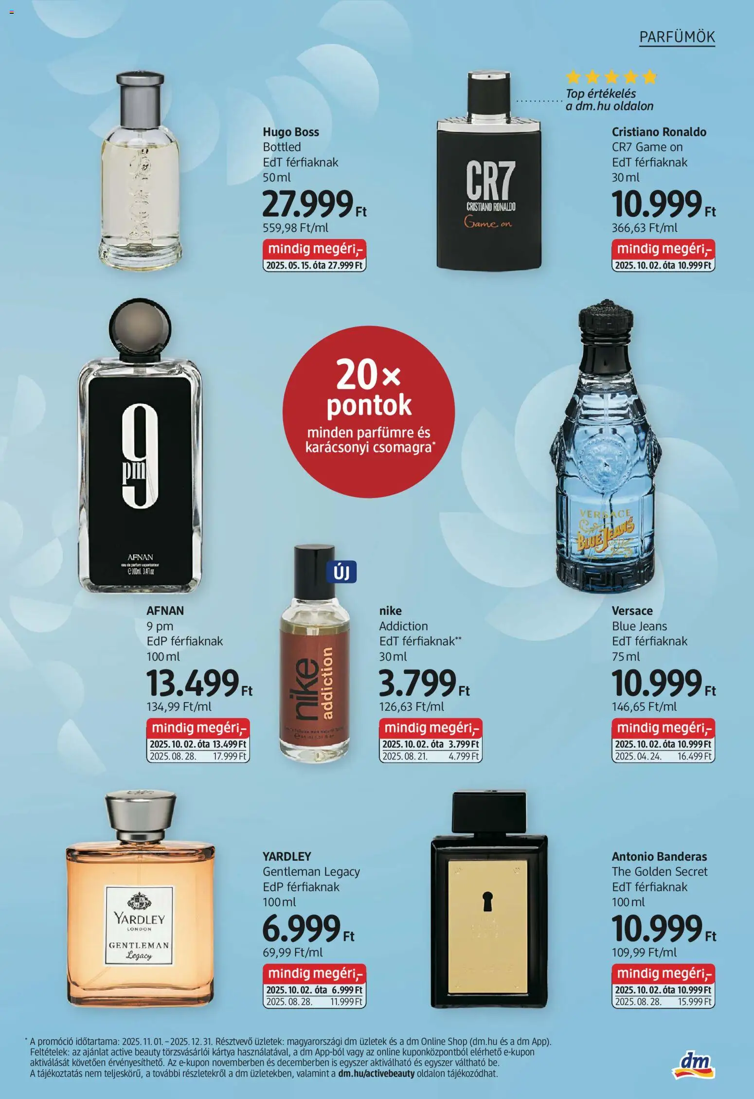 DM Drogerie Markt akciós ujság - amely érvényes a következő dátumtól: 30.10.2025 | Oldal: 7 | Termékek: Parfüm, Parfumok