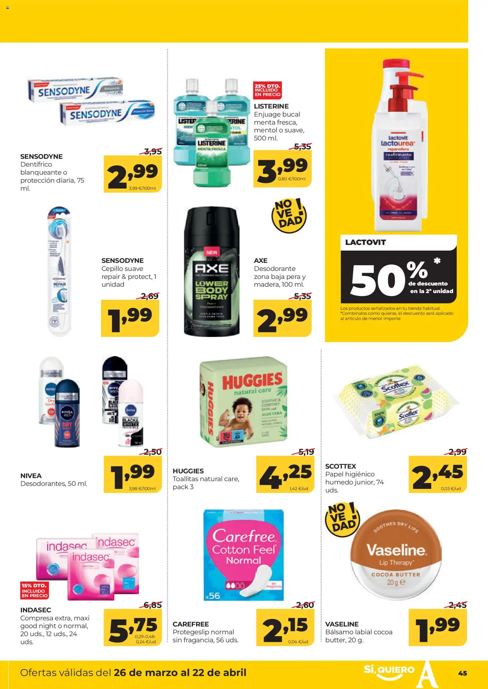 Alimerka folleto Asturias │ válido desde el 26.03.2026 | Página: 47 | Productos: Cepillo, Desodorante, Papel higienico, Bálsamo labial