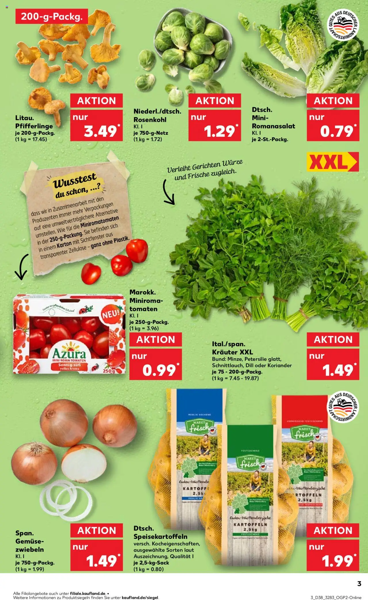 Kaufland prospekt Potsdam	 – gültig ab 18.09.2025 | Seite: 3 | Produkte: Zwiebeln, Pfifferlinge, Petersilie, Dill