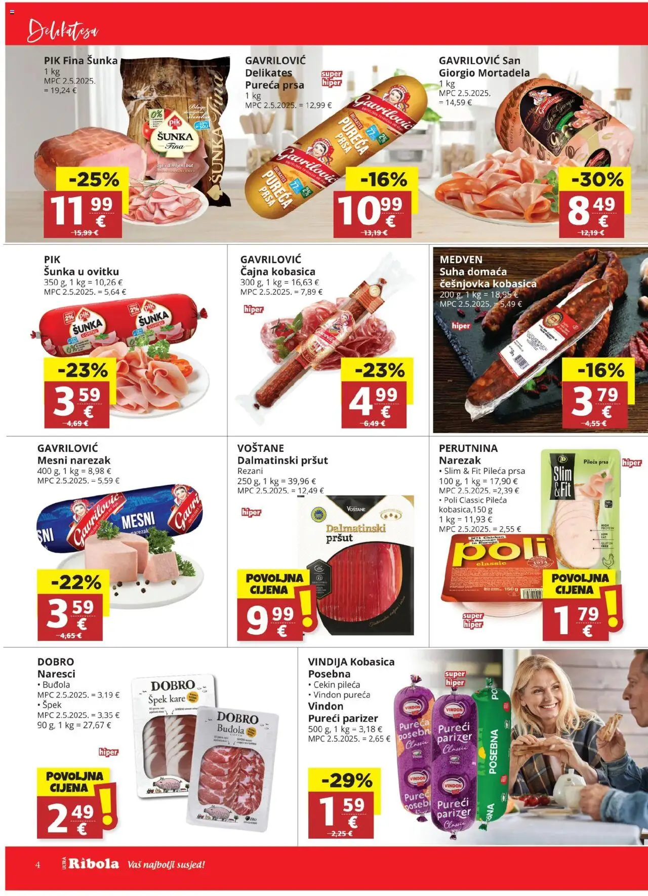 Ribola katalog | vrijedi od 06.08.2025 | Stranica: 4 | Proizvodi: Vindija, Šunka, Buđola, Kobasica