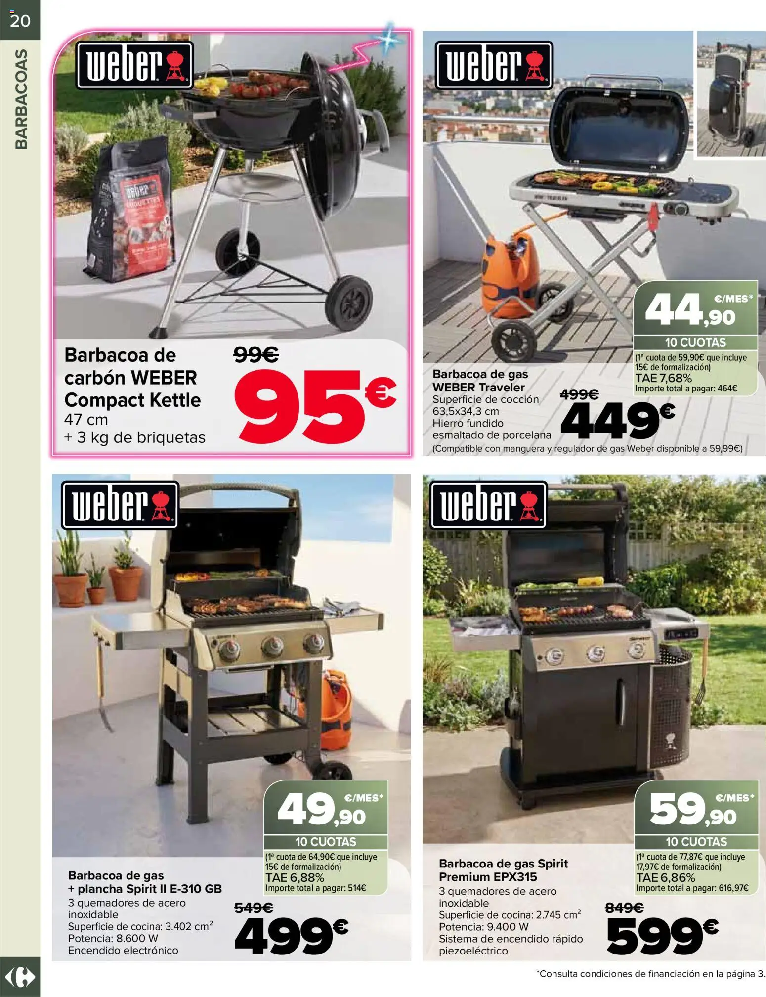 Carrefour Jardin │ válido desde el 14.04.2026 | Página: 20 | Productos: Manguera, Barbacoa, Cocina, Plancha