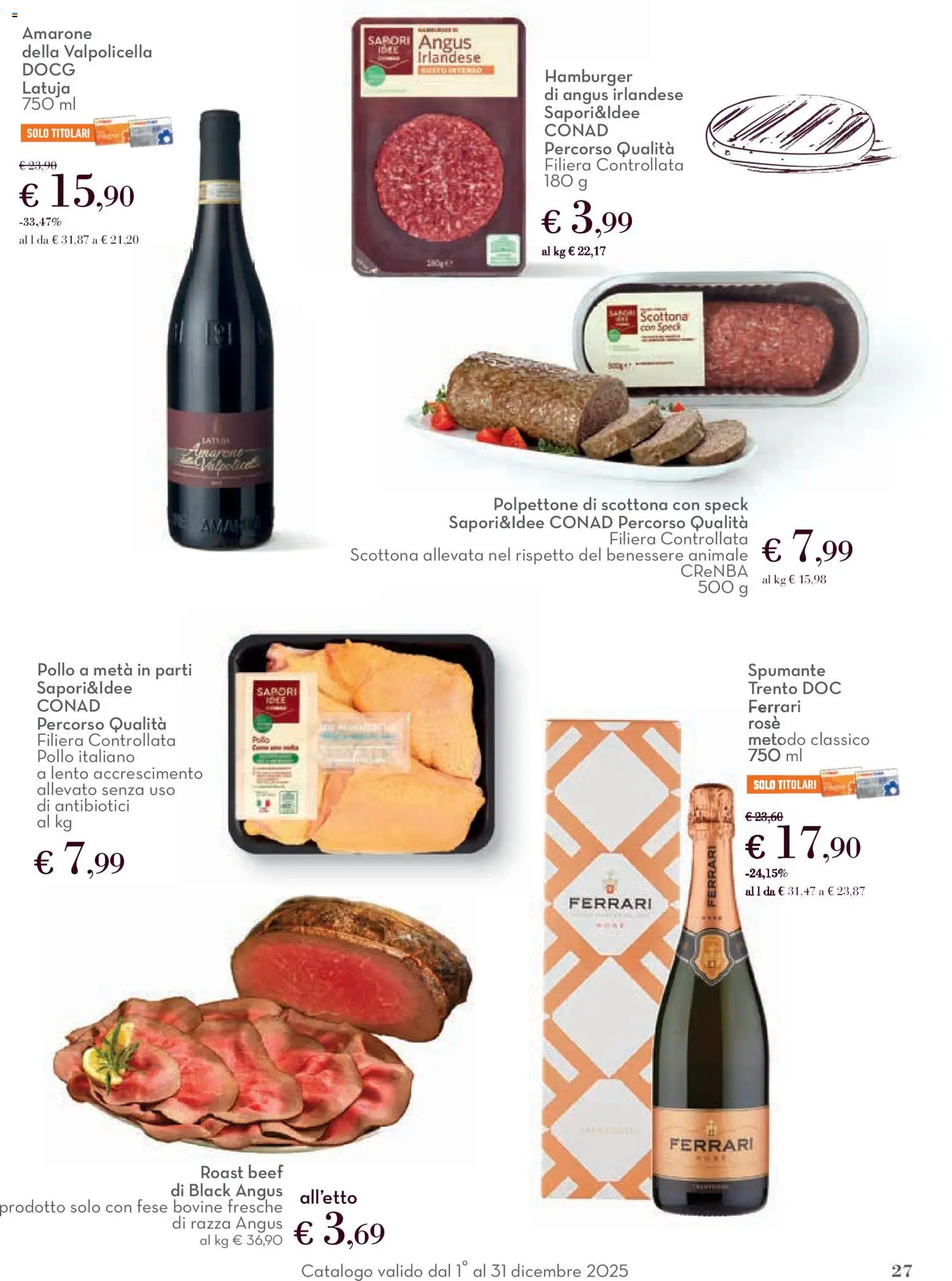 Volantino Conad del 01.12.2025 | Pagina: 27 | Prodotti: Speck, Pollo, Spumante, Hamburger