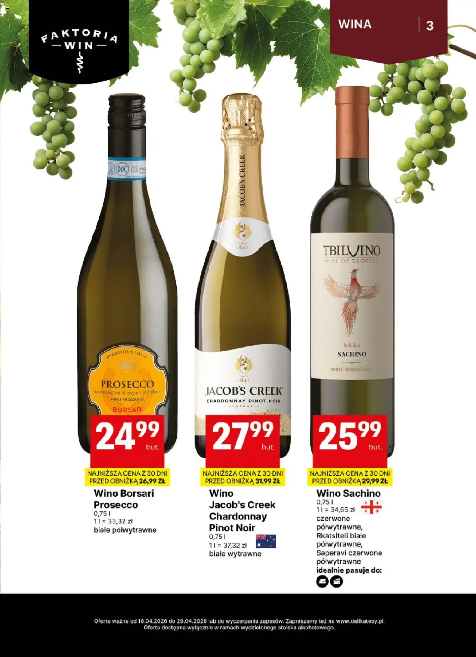 Delikatesy Centrum gazetka - DeliBarek od 16.04.2026 | Strona: 3 | Produkty: Chardonnay, Wino, Prosecco