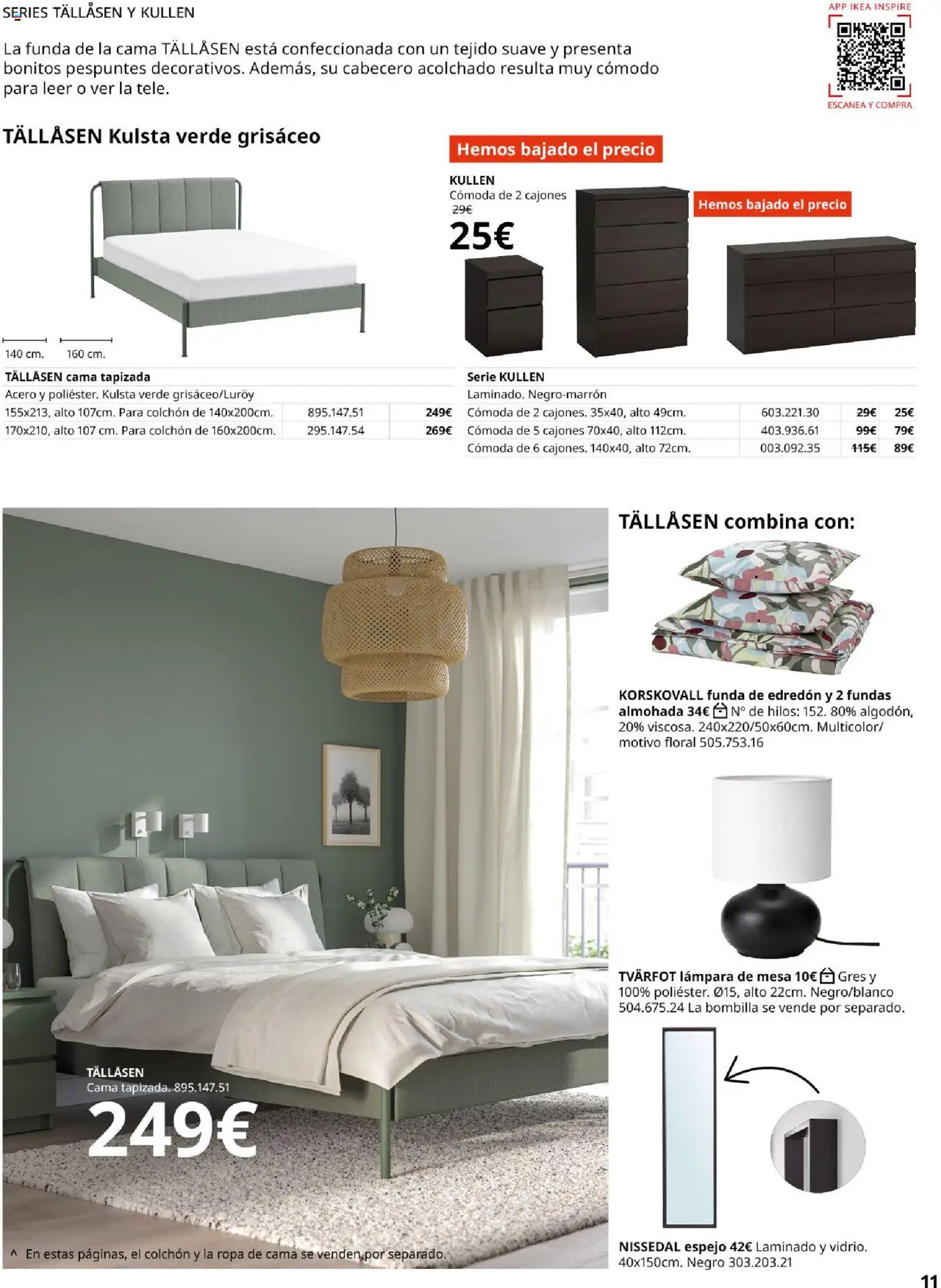 Catálogo IKEA Muebles para el dormitorio │ válido desde el 04.02.2025 | Página: 11 | Productos: Edredón, Cama, Mesa, Espejo