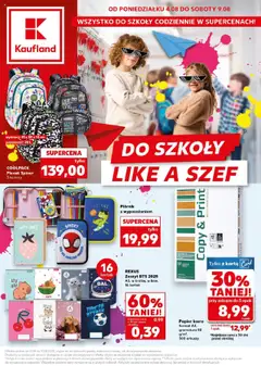 Kaufland gazetka - Do Szkoły Like A Szef od 04.08.2025 | Strona: 1 | Produkty: Karta, Plecak, Zeszyt, Papier ksero