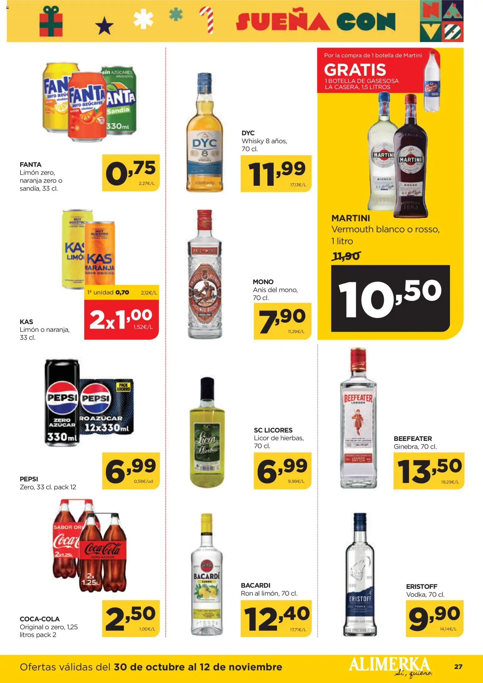 Alimerka folleto Asturias │ válido desde el 30.10.2025 | Página: 27 | Productos: Licor, Ron, Whisky, Sandía