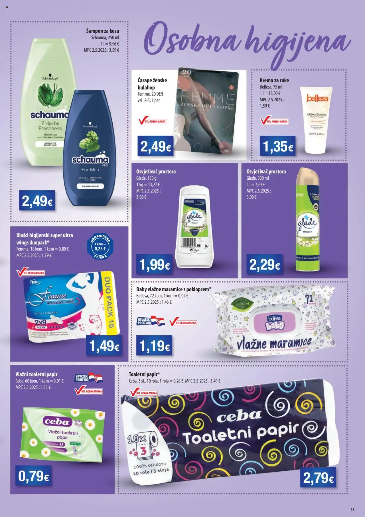 NTL katalog | vrijedi od 15.10.2025 | Stranica: 13 | Proizvodi: Šampon, Vlažne maramice, Krema, Hulahopke