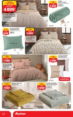 Auchan - Fehér hetek hipermarket ajánlataink - amely érvényes a következő dátumtól: 24.12.2025 | Oldal: 22 | Termékek: Lepedő, Ágyneműhuzat, Pléd, Ágytakaró