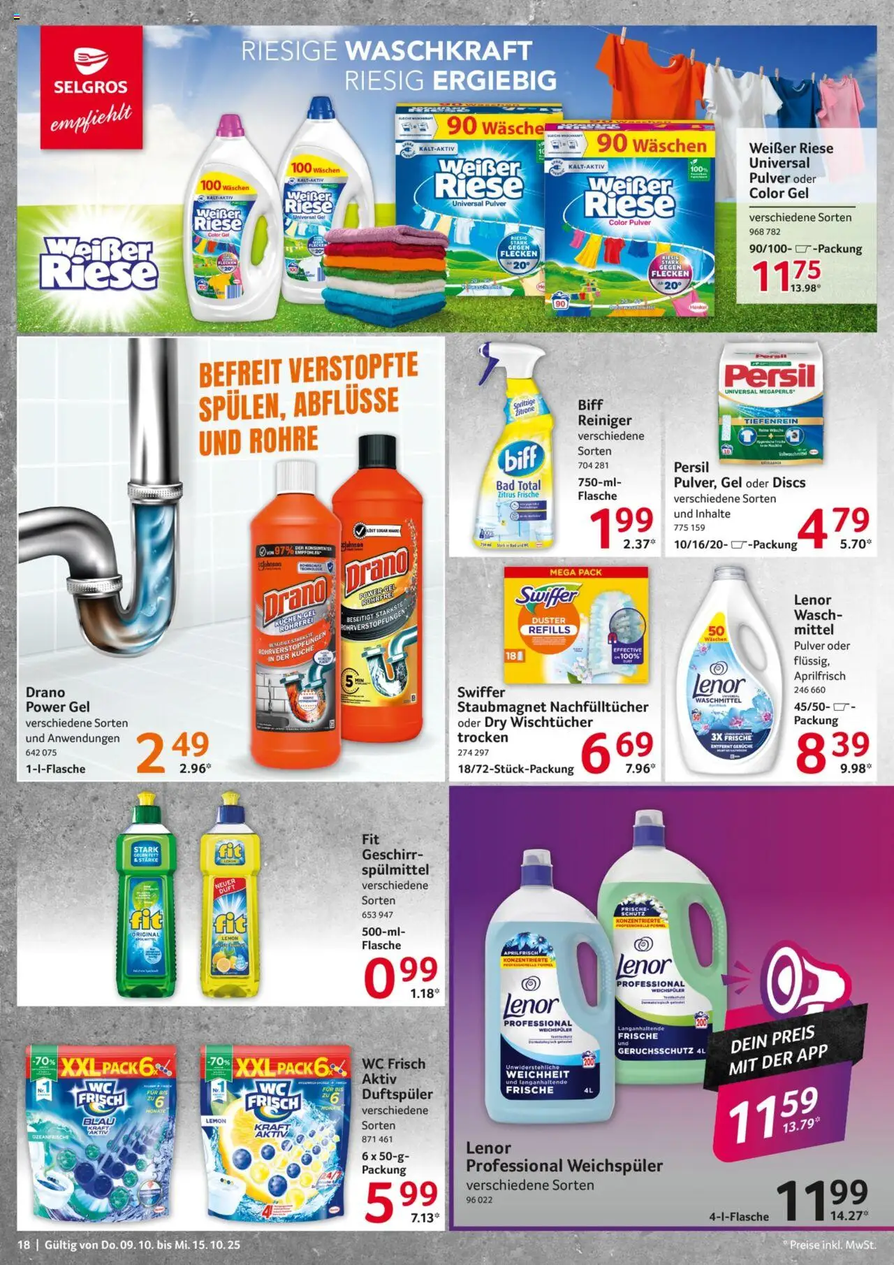 Selgros Prospekt 	 – gültig ab 09.10.2025 | Seite: 18 | Produkte: Bad, Zitrone, Kuchen, Swiffer