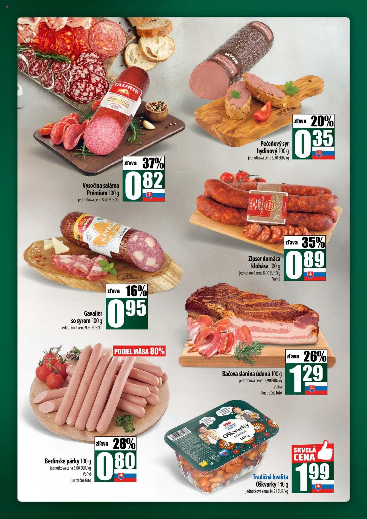 Nové COOP Jednota akcie – leták je platný od 16.10.2025 | Strana: 14 | Produkty: Syr, Saláma, Slanina, Klobása