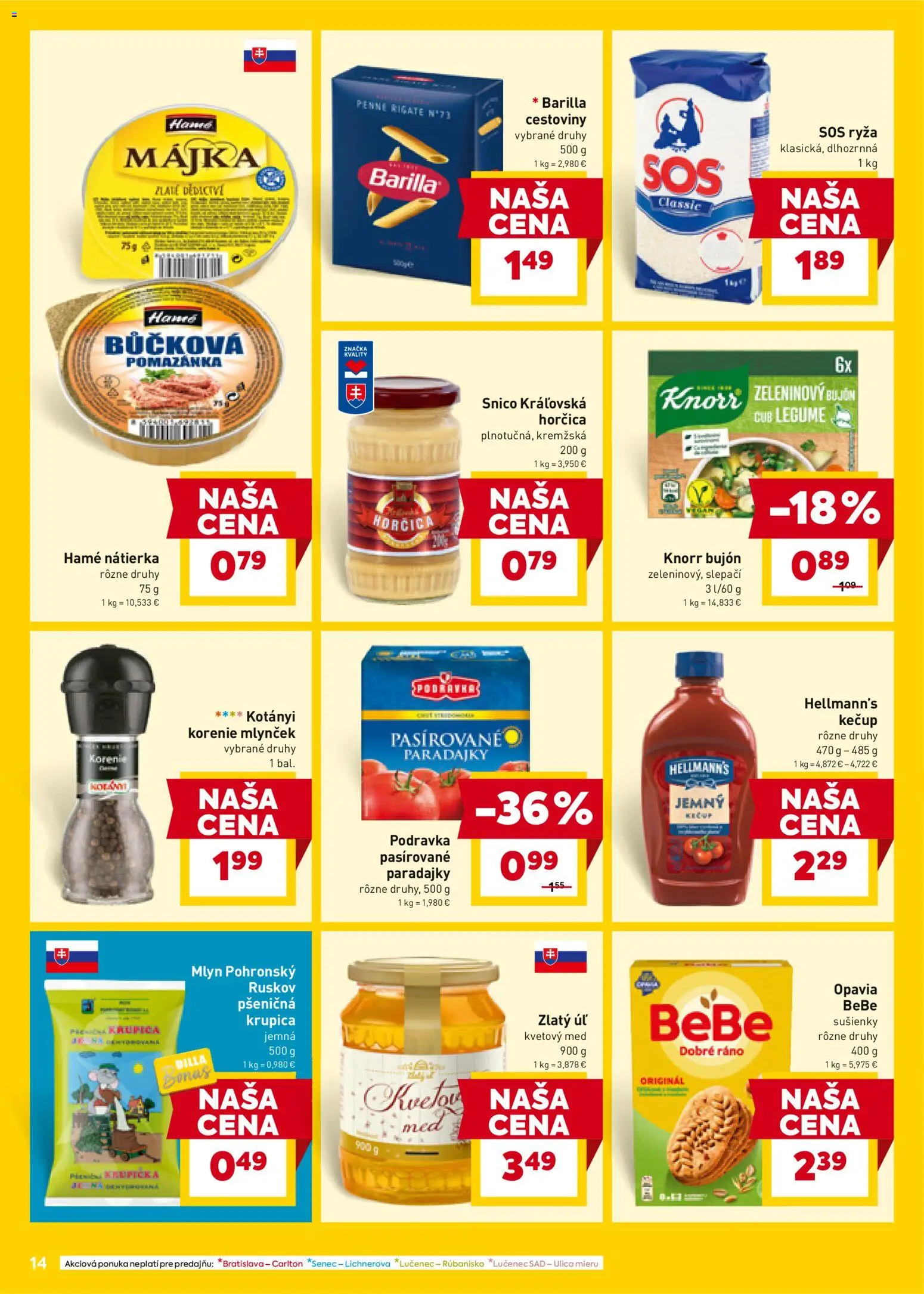 Nové Billa akcie – leták je platný od 07.01.2026 | Strana: 14 | Produkty: Penne, Korenie, Krupica, Mlynček