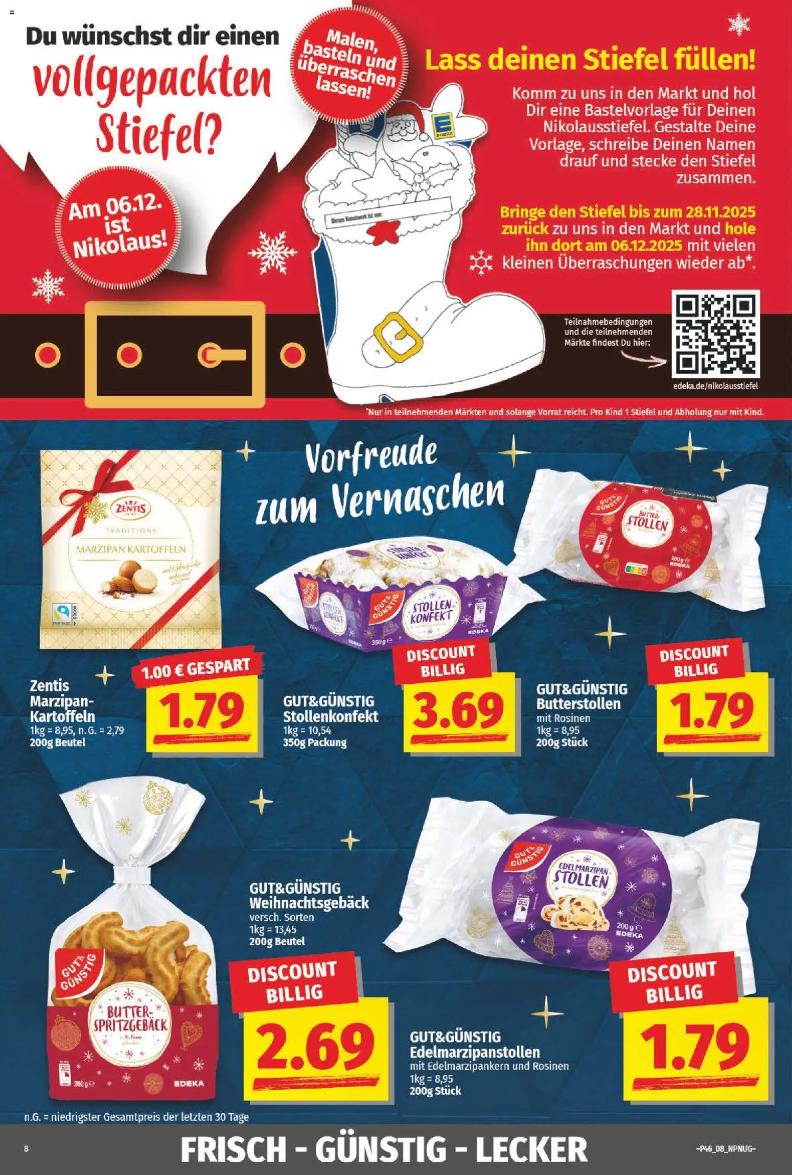 NP Discount Prospekt 	 – gültig ab 10.11.2025 | Seite: 8 | Produkte: Butter, Rosinen, Kartoffeln, Stiefel
