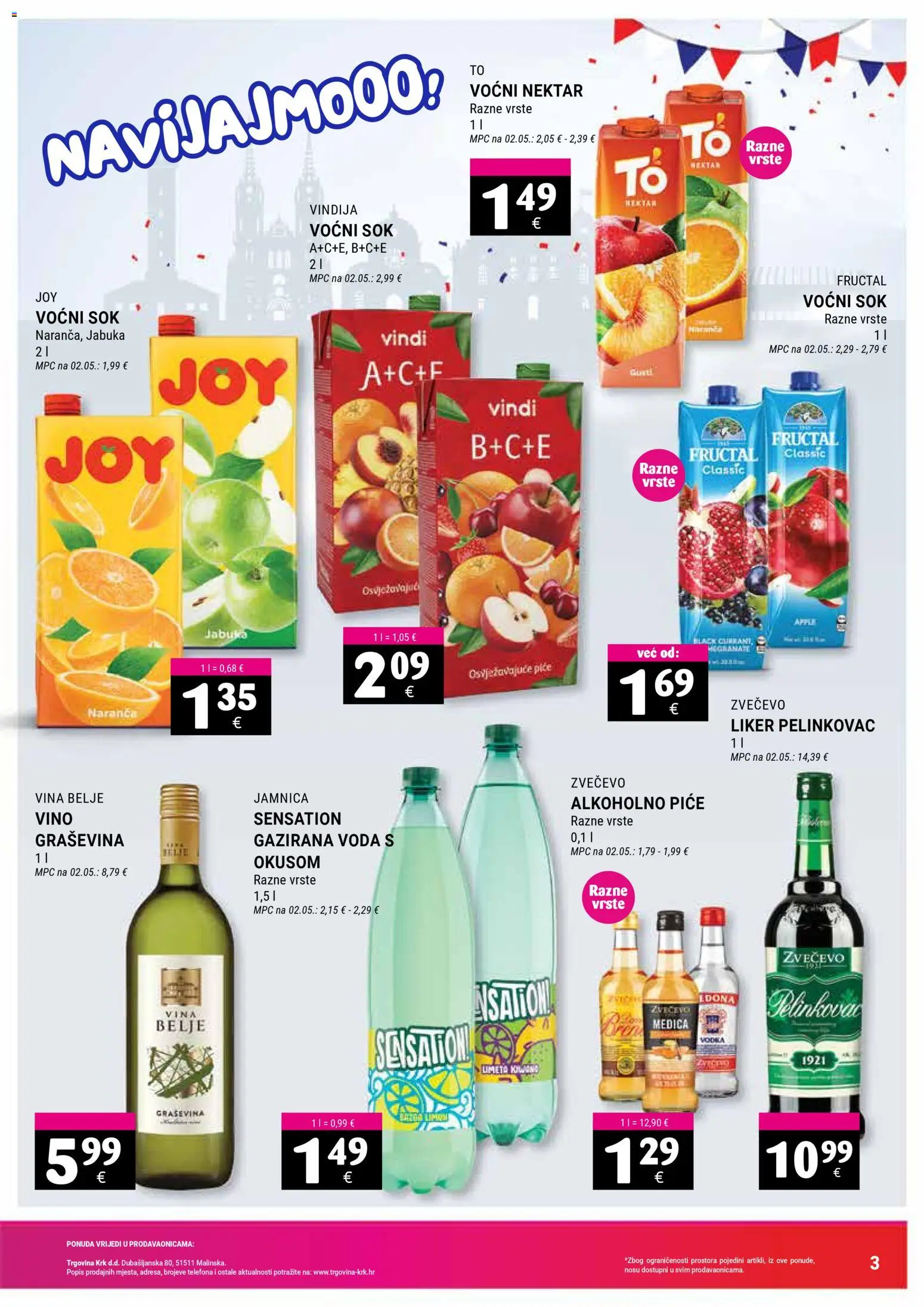 Trgovina Krk katalog | vrijedi od 16.01.2026 | Stranica: 3 | Proizvodi: Vindija, Pelinkovac, Jamnica, Limeta