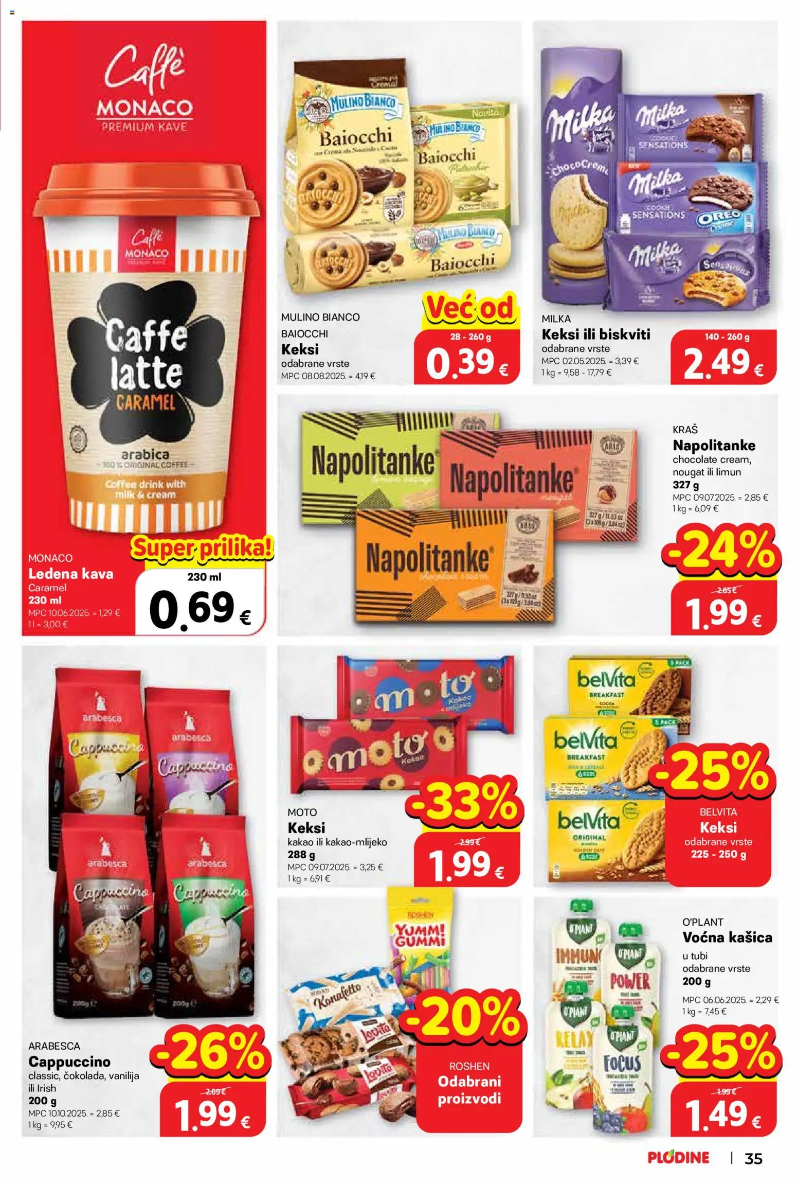 Plodine katalog | vrijedi od 08.04.2026 | Stranica: 35 | Proizvodi: Keksi, Kava, Ledena kava, Milka
