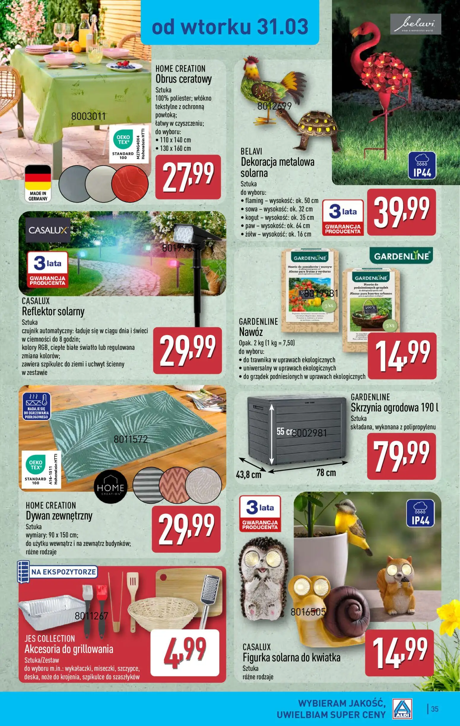 Aldi gazetka od 30.03.2026 | Strona: 35 | Produkty: Reflektor solarny, Dywan