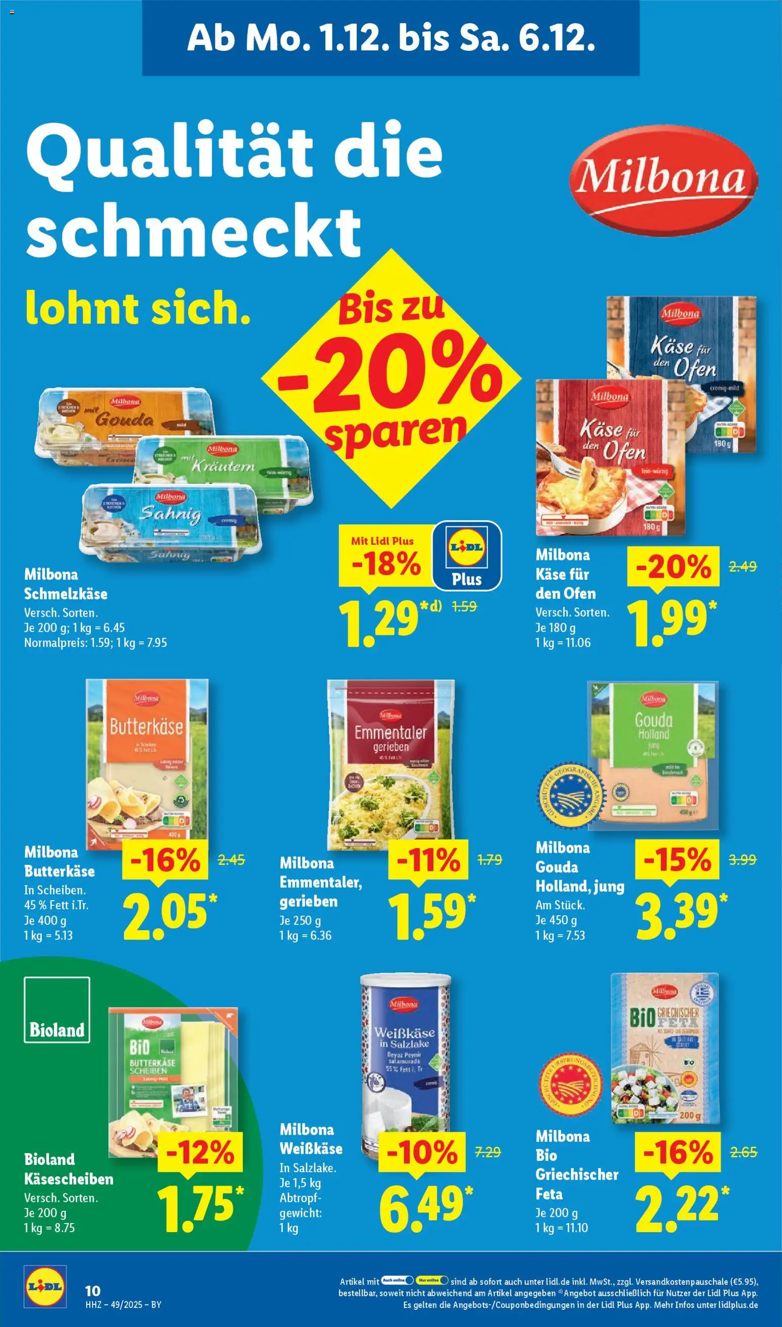 Lidl Prospekt Uffenheim – gültig ab 01.12.2025 | Seite: 22 | Produkte: Gewicht, Feta, Käse, Gouda