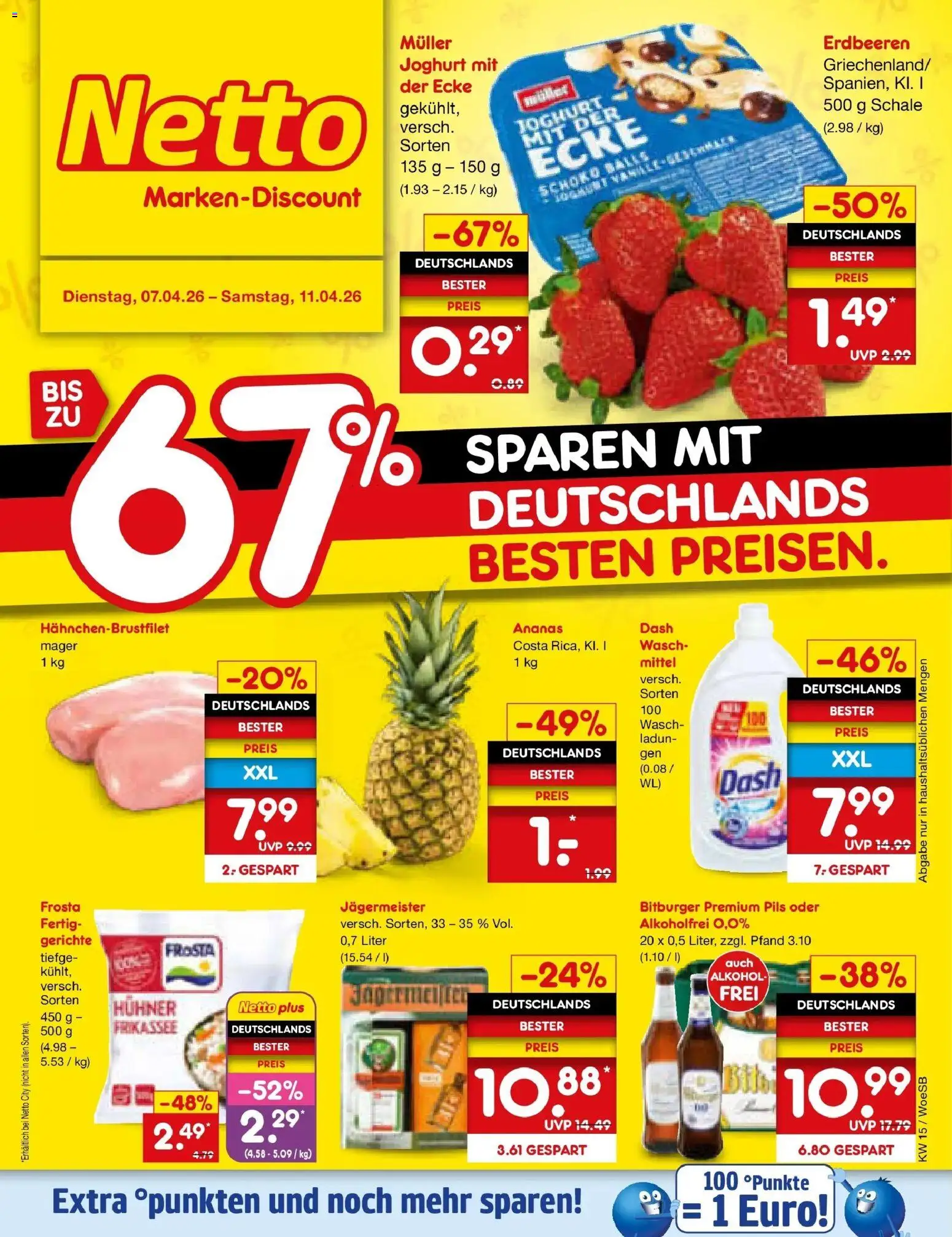 Netto Marken-Discount Prospekt Gemmingen	 – gültig ab 05.04.2026 | Seite: 1 | Produkte: Joghurt, Ananas, Jägermeister, Erdbeeren